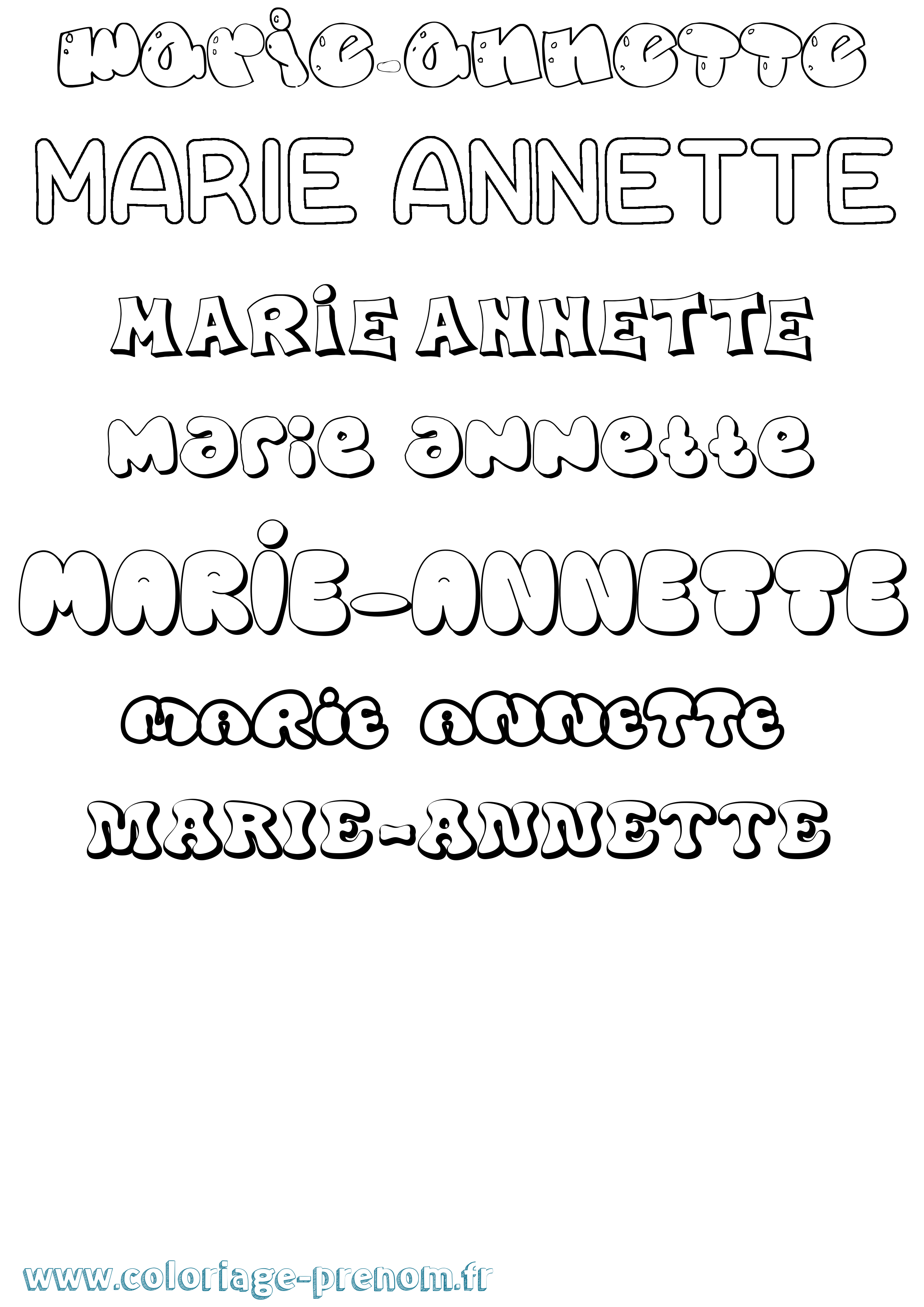 Coloriage Marie-Annette Bubble Coloriage prénom Marie-Annette Bubble