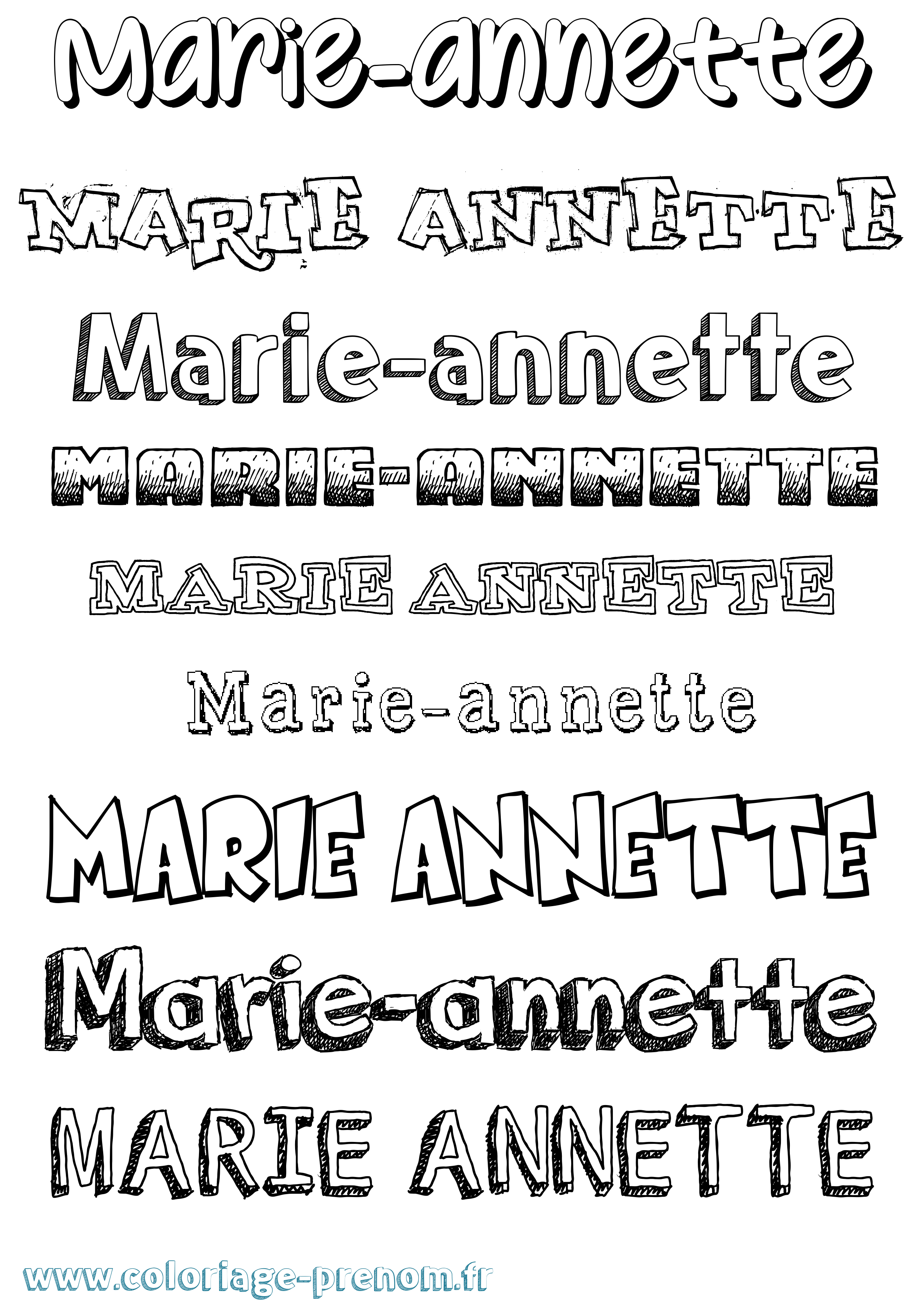 Coloriage Marie-Annette Dessiné Coloriage prénom Marie-Annette Dessiné