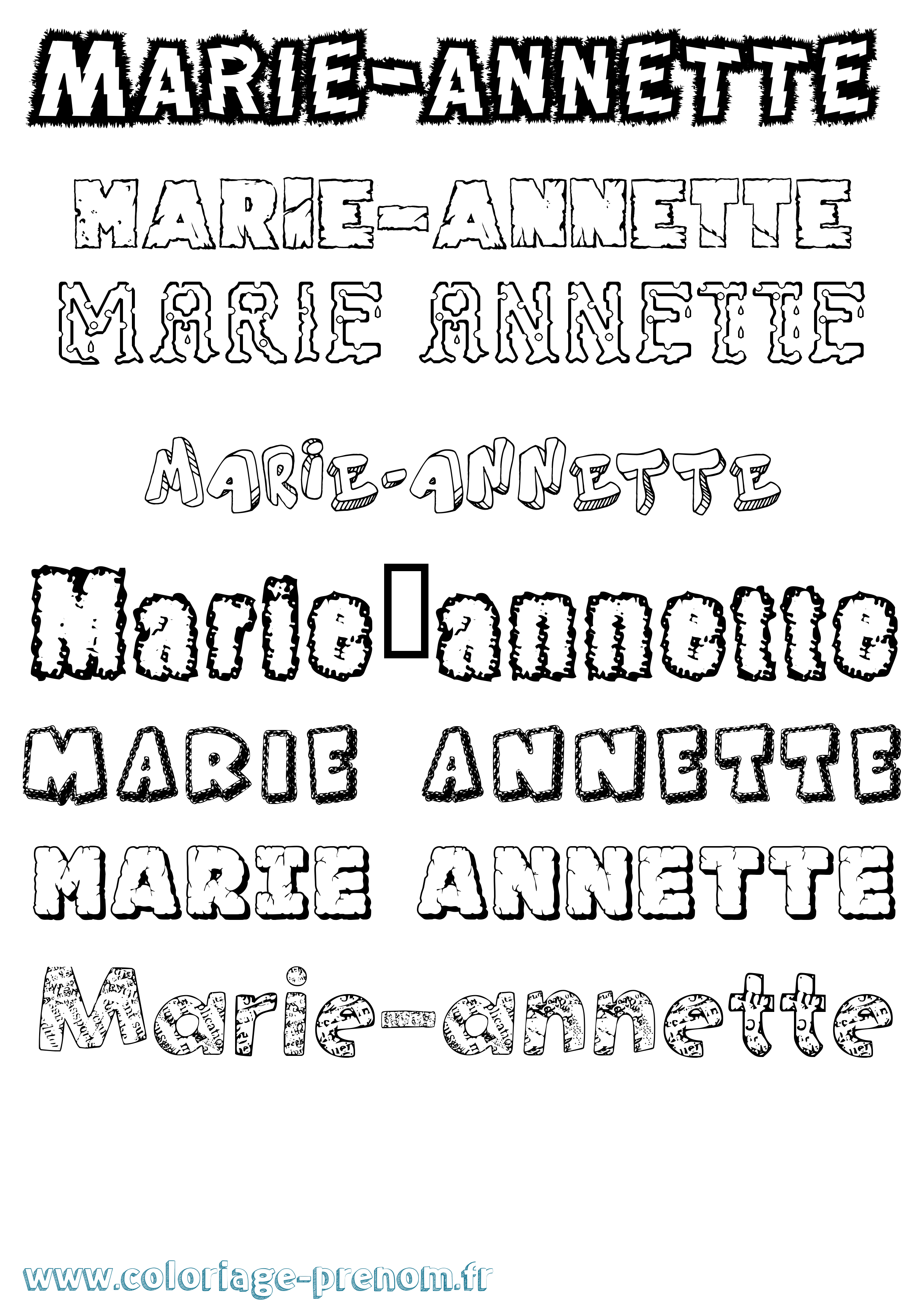 Coloriage Marie-Annette Destructuré Coloriage prénom Marie-Annette Destructuré