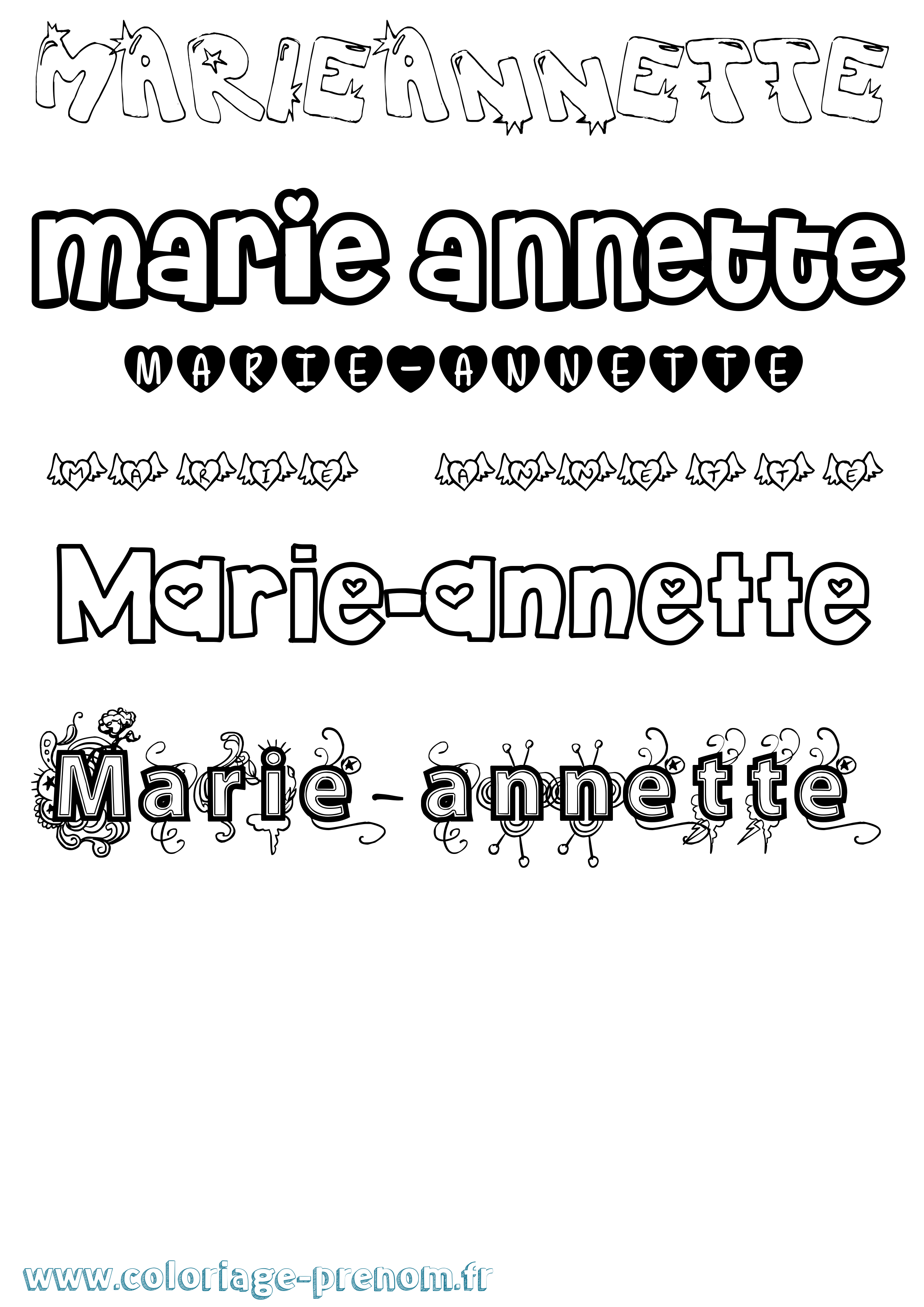 Coloriage Marie-Annette Girly Coloriage prénom Marie-Annette Girly