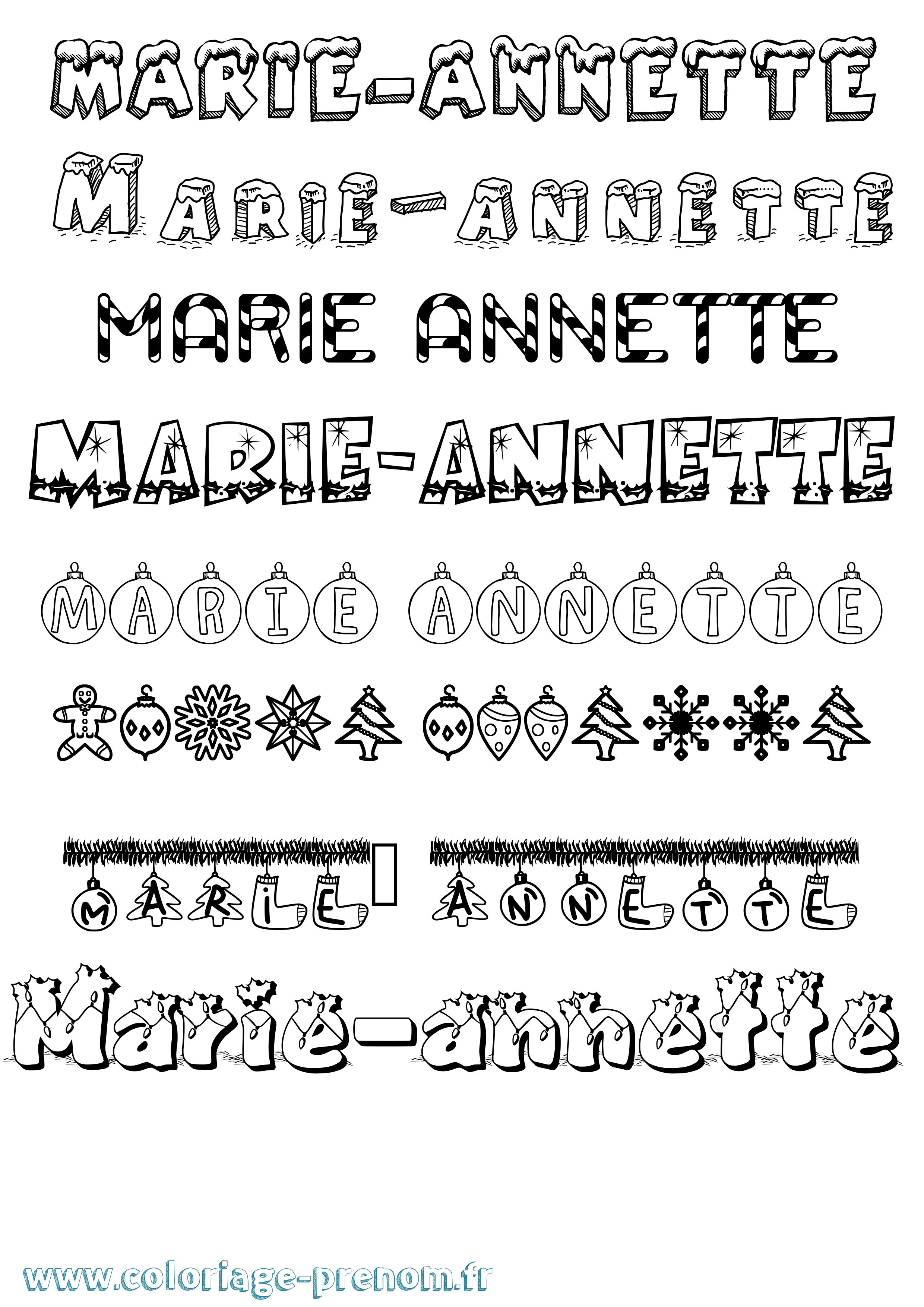 Coloriage Marie-Annette Noël Coloriage prénom Marie-Annette Noël