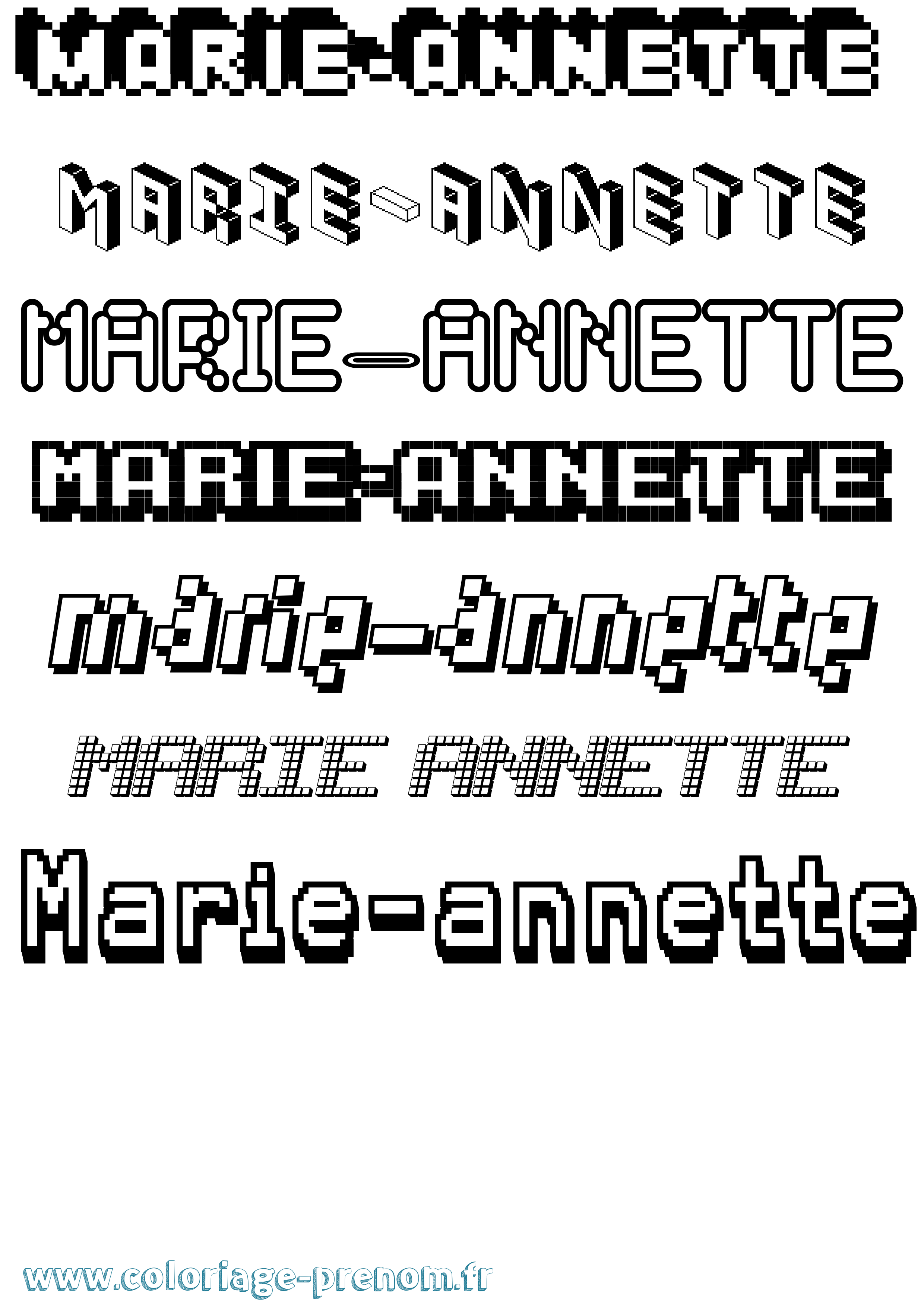 Coloriage Marie-Annette Pixel Coloriage prénom Marie-Annette Pixel