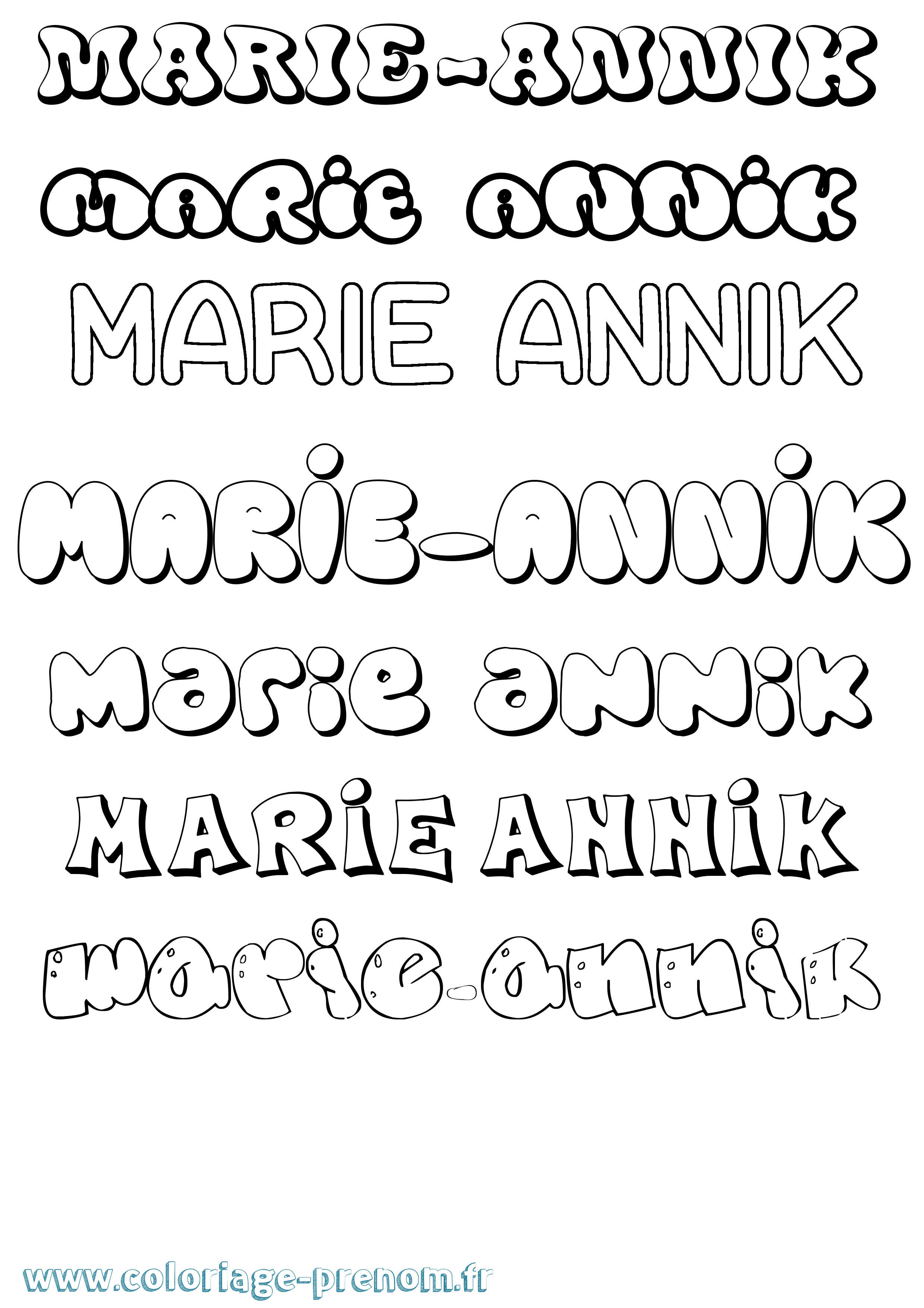 Coloriage Marie-Annik Bubble Coloriage prénom Marie-Annik Bubble