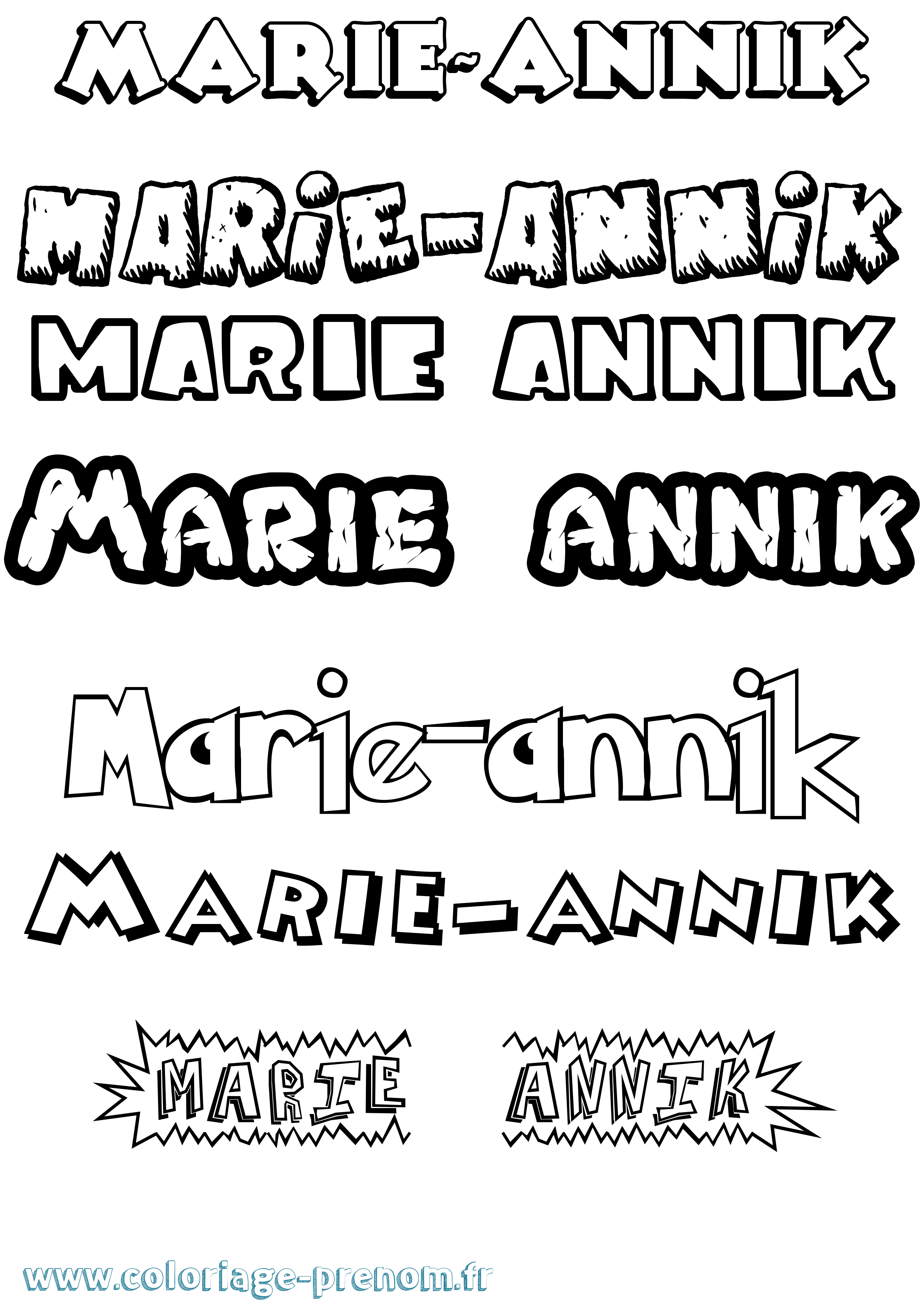 Coloriage Marie-Annik Dessin Animé Coloriage prénom Marie-Annik Dessin Animé
