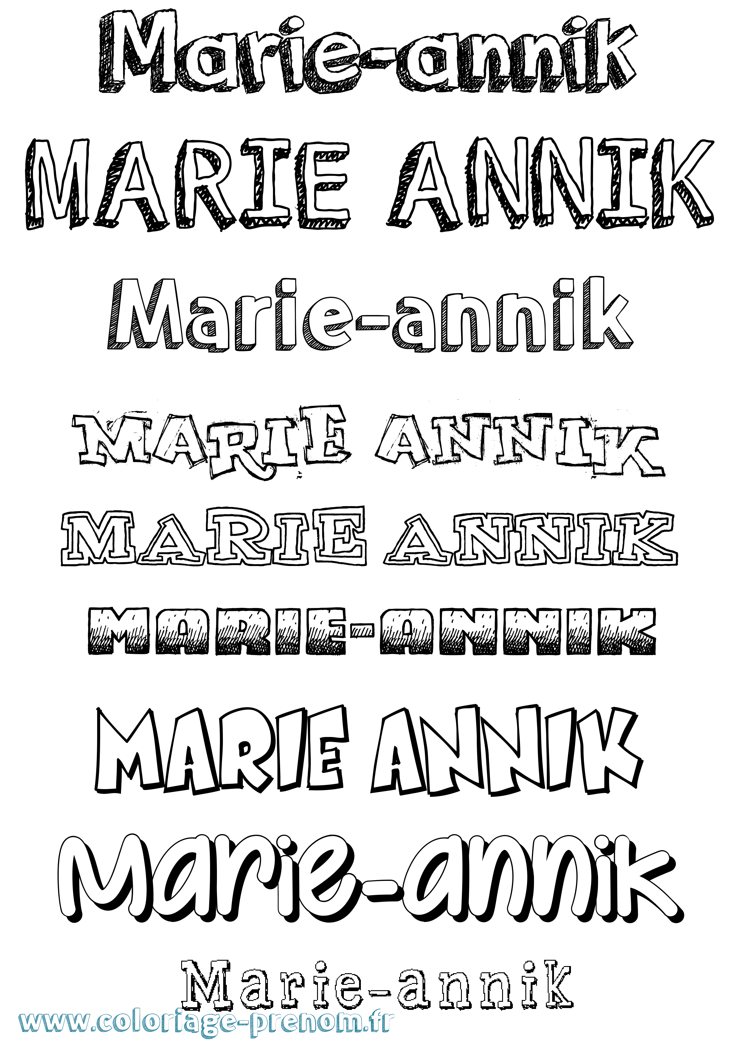 Coloriage Marie-Annik Dessiné Coloriage prénom Marie-Annik Dessiné