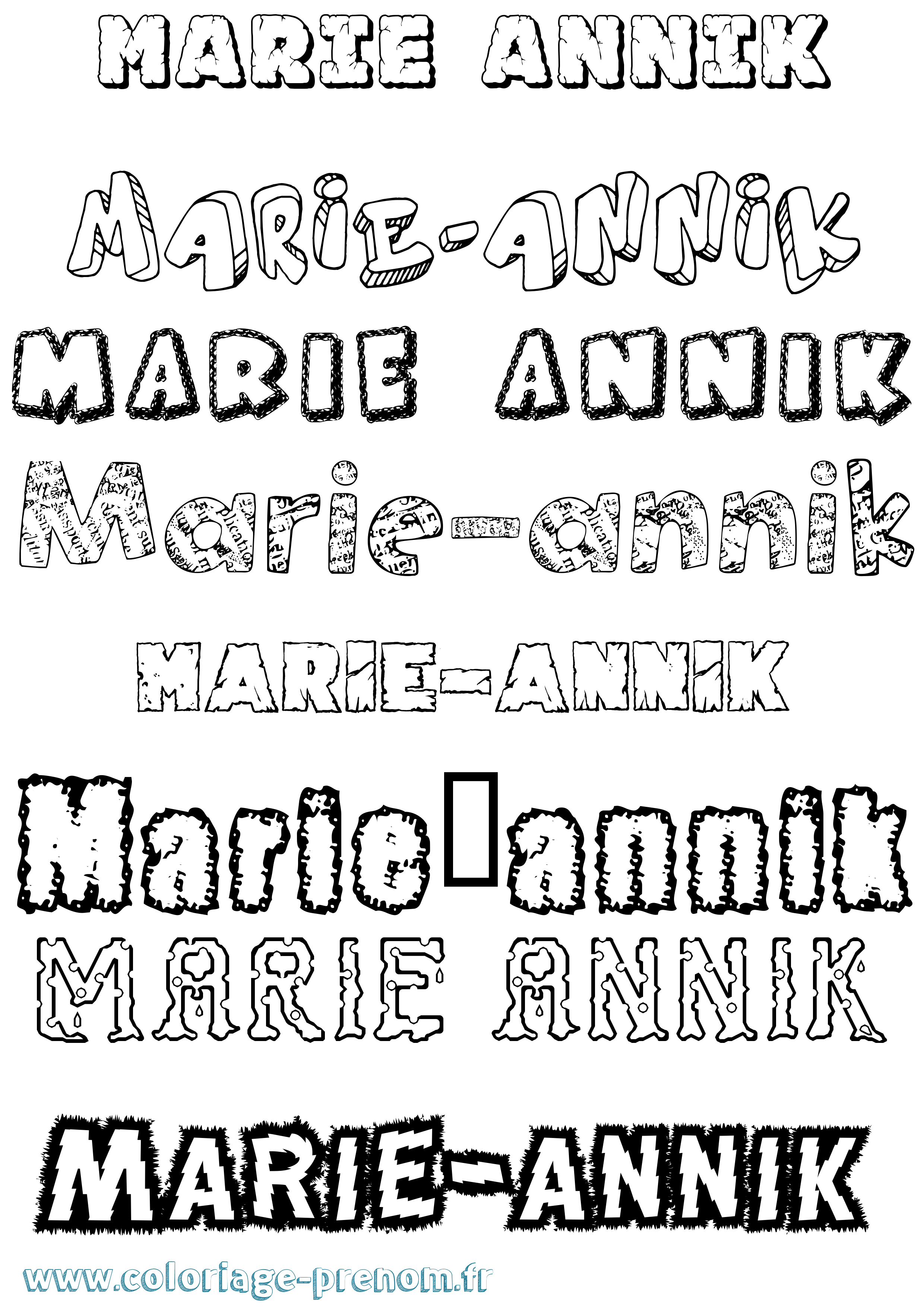 Coloriage Marie-Annik Destructuré Coloriage prénom Marie-Annik Destructuré