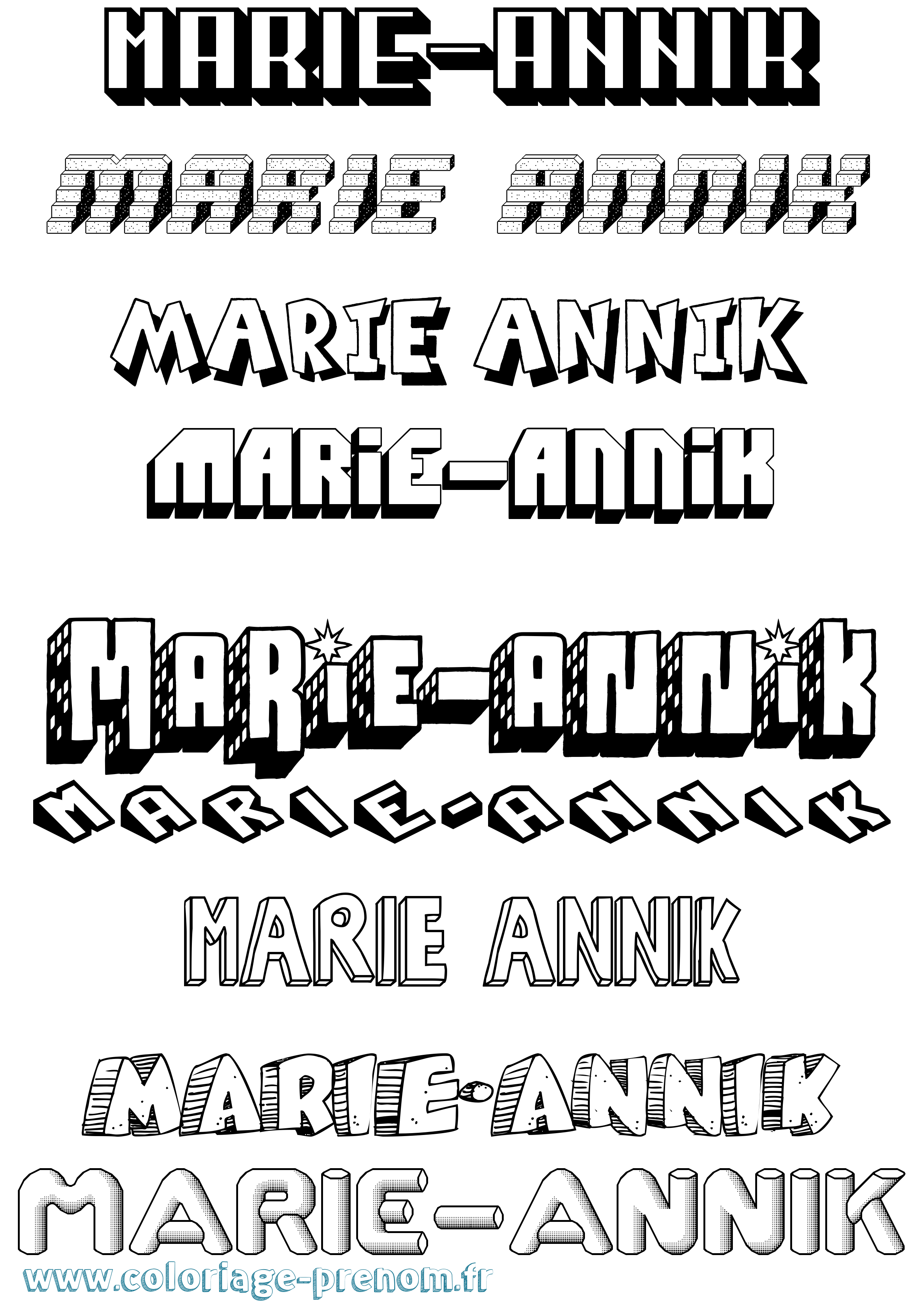 Coloriage Marie-Annik Effet 3D Coloriage prénom Marie-Annik Effet 3D