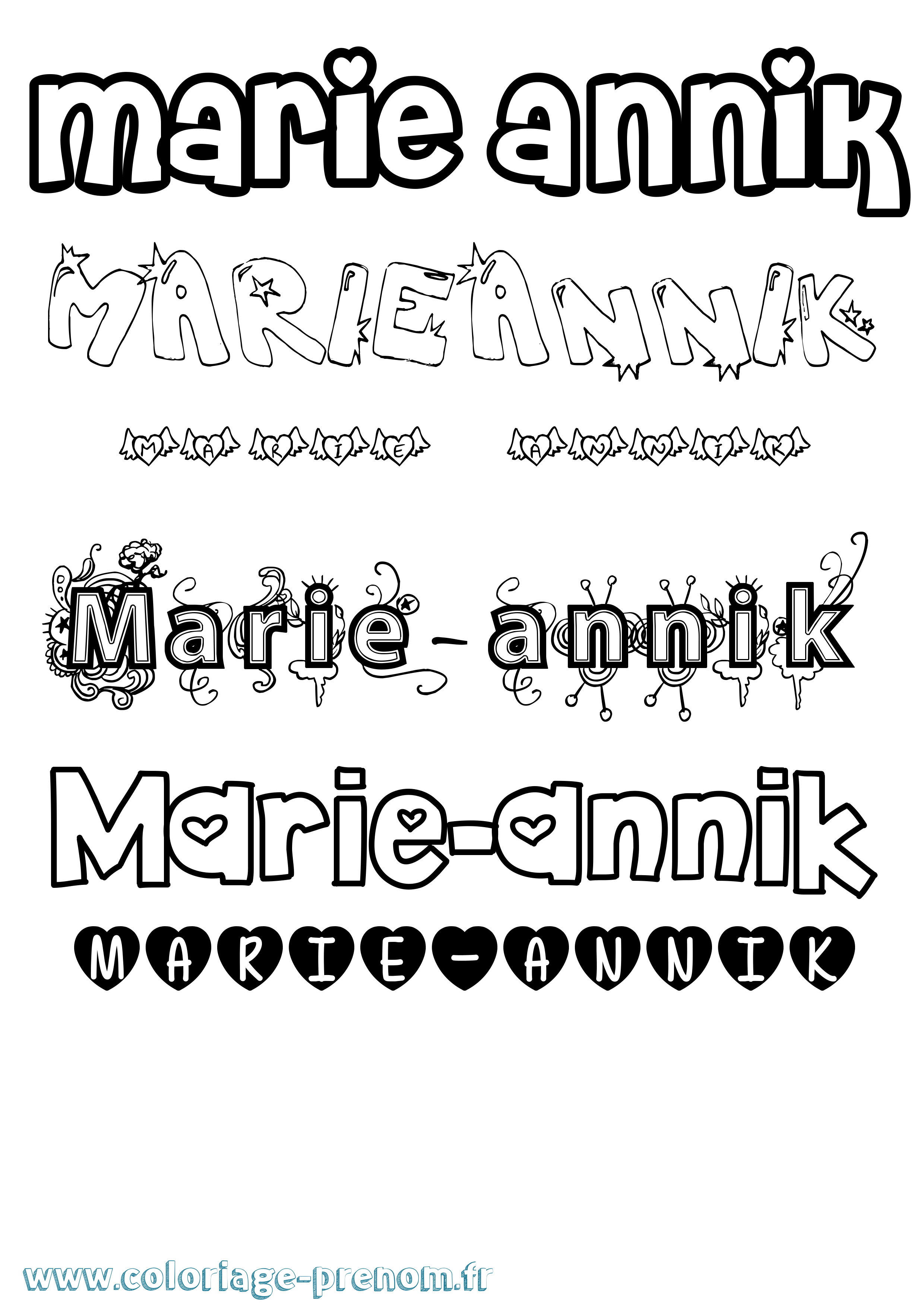 Coloriage Marie-Annik Girly Coloriage prénom Marie-Annik Girly