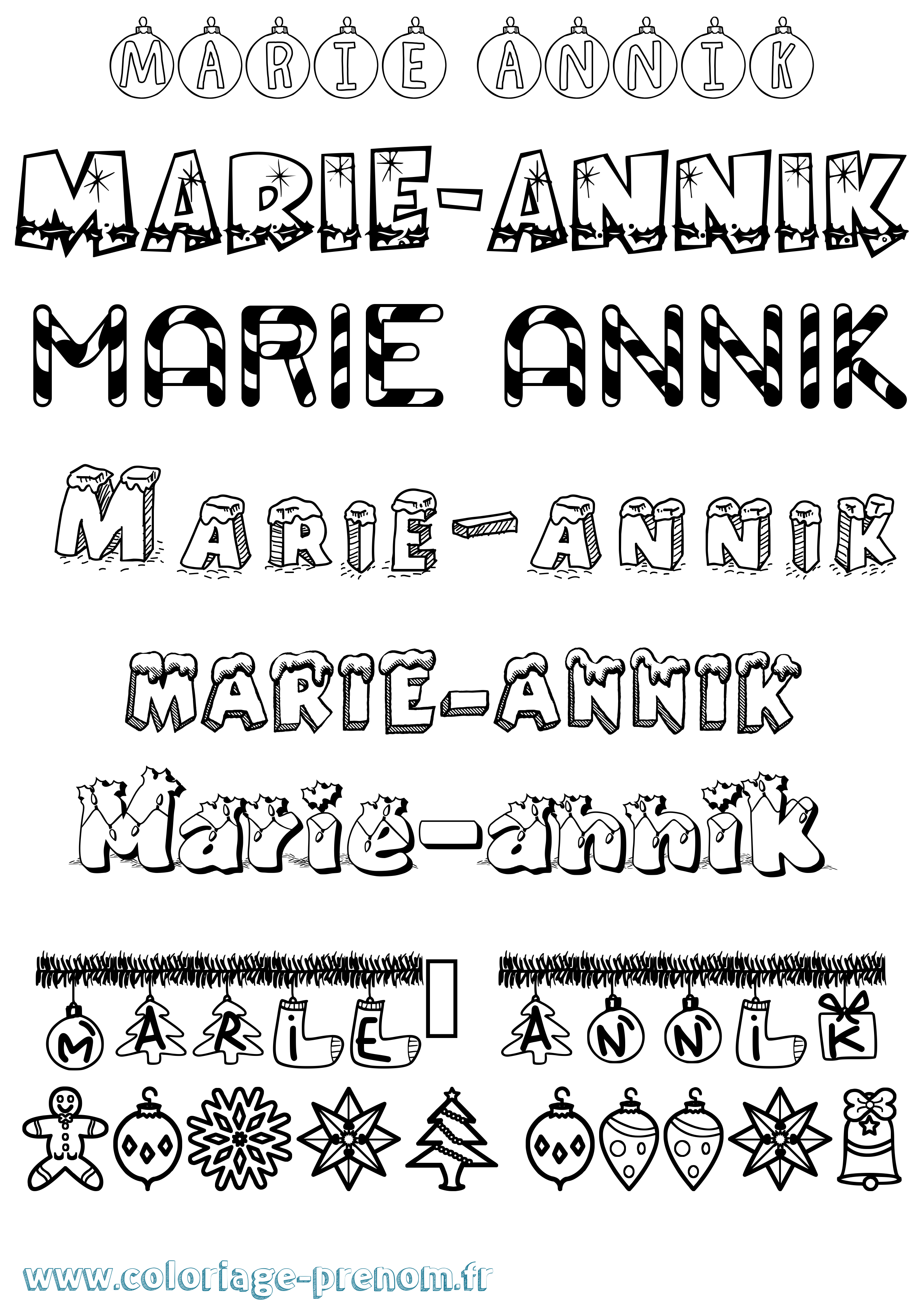 Coloriage Marie-Annik Noël Coloriage prénom Marie-Annik Noël