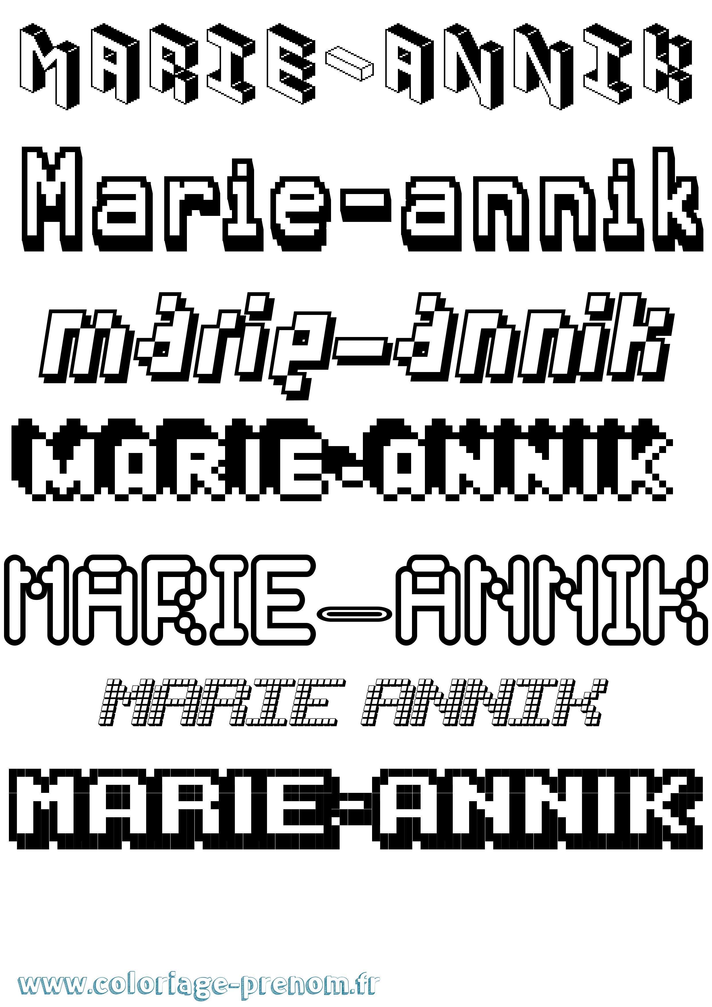 Coloriage Marie-Annik Pixel Coloriage prénom Marie-Annik Pixel