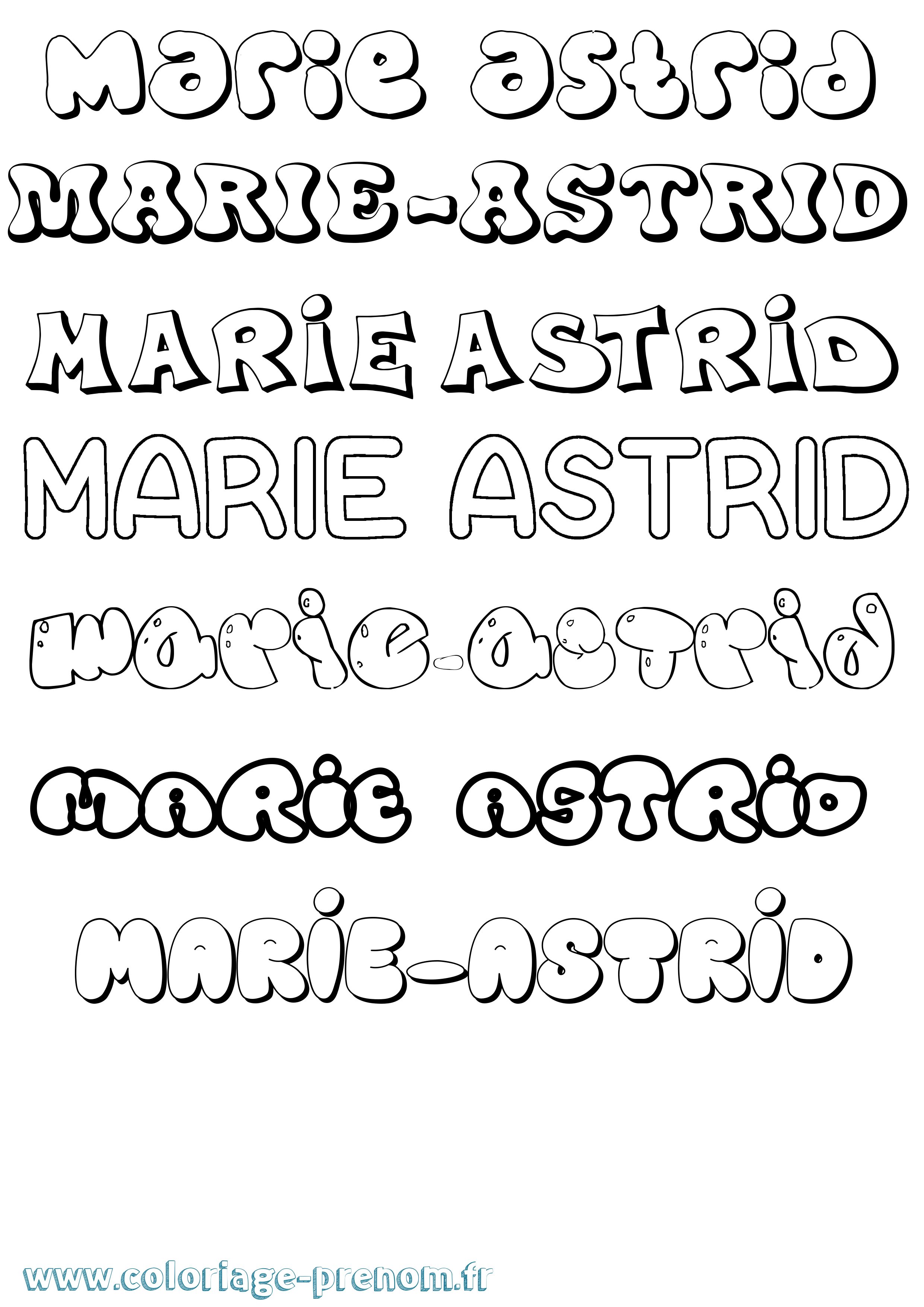 Coloriage Marie-Astrid Bubble Coloriage prénom Marie-Astrid Bubble