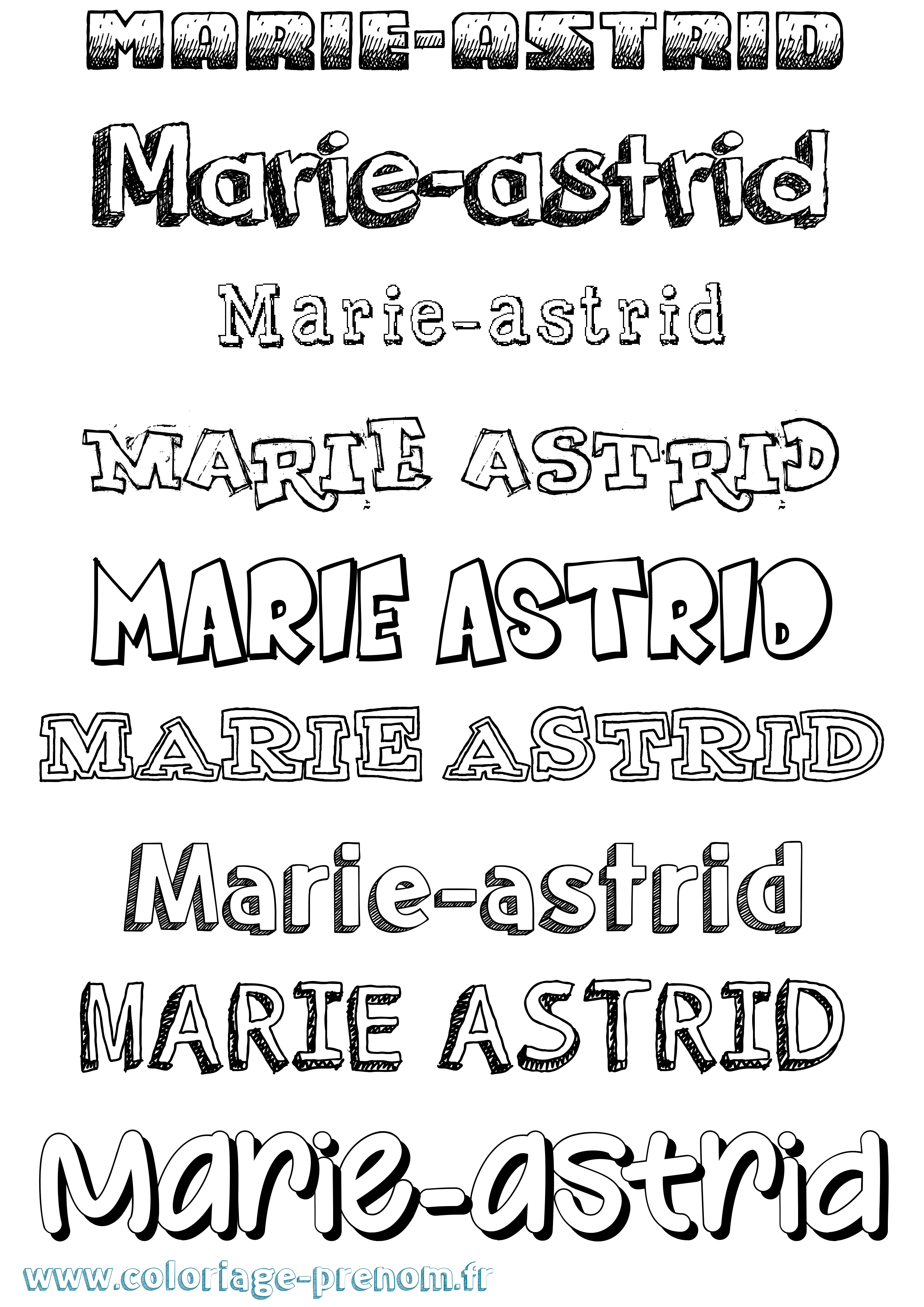 Coloriage Marie-Astrid Dessiné Coloriage prénom Marie-Astrid Dessiné