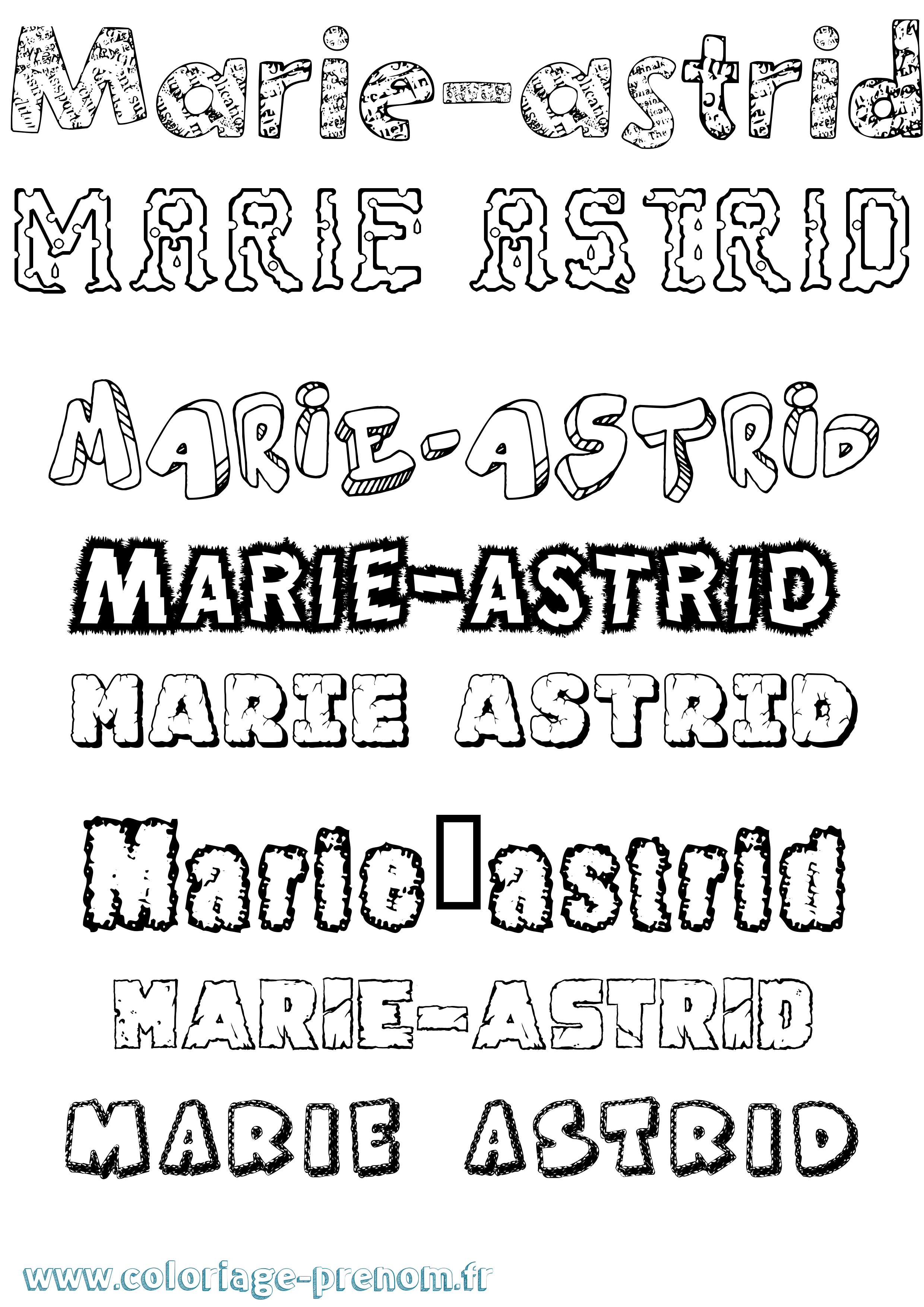 Coloriage Marie-Astrid Destructuré Coloriage prénom Marie-Astrid Destructuré
