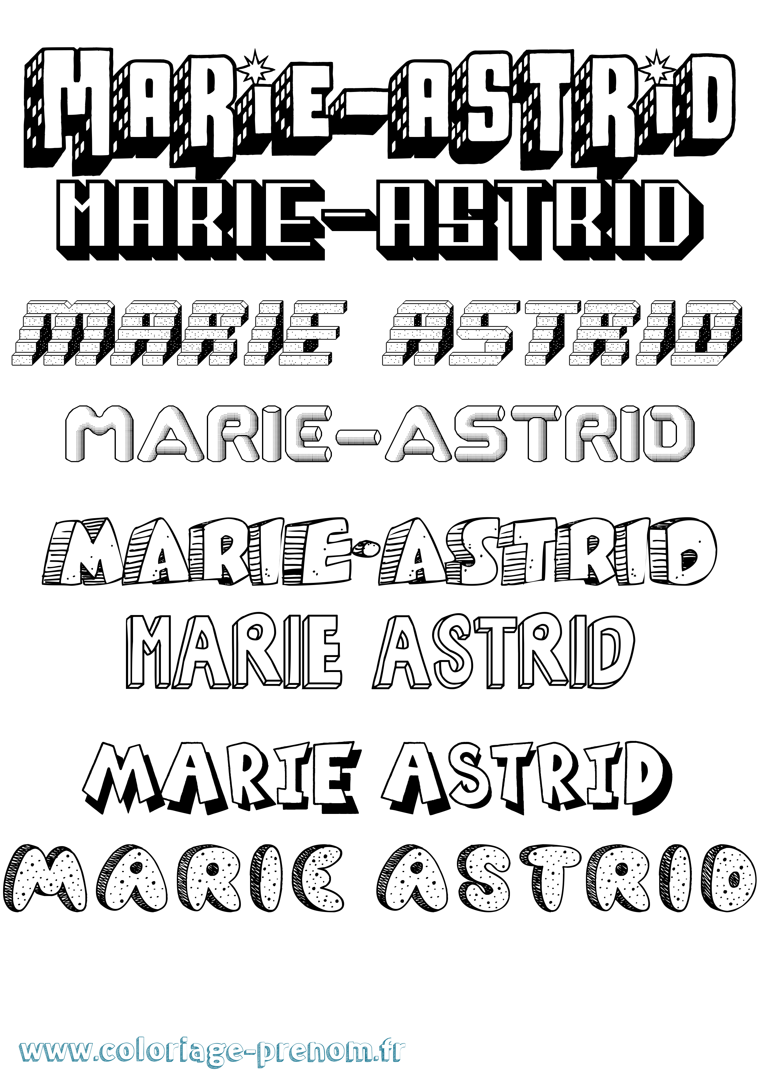 Coloriage Marie-Astrid Effet 3D Coloriage prénom Marie-Astrid Effet 3D