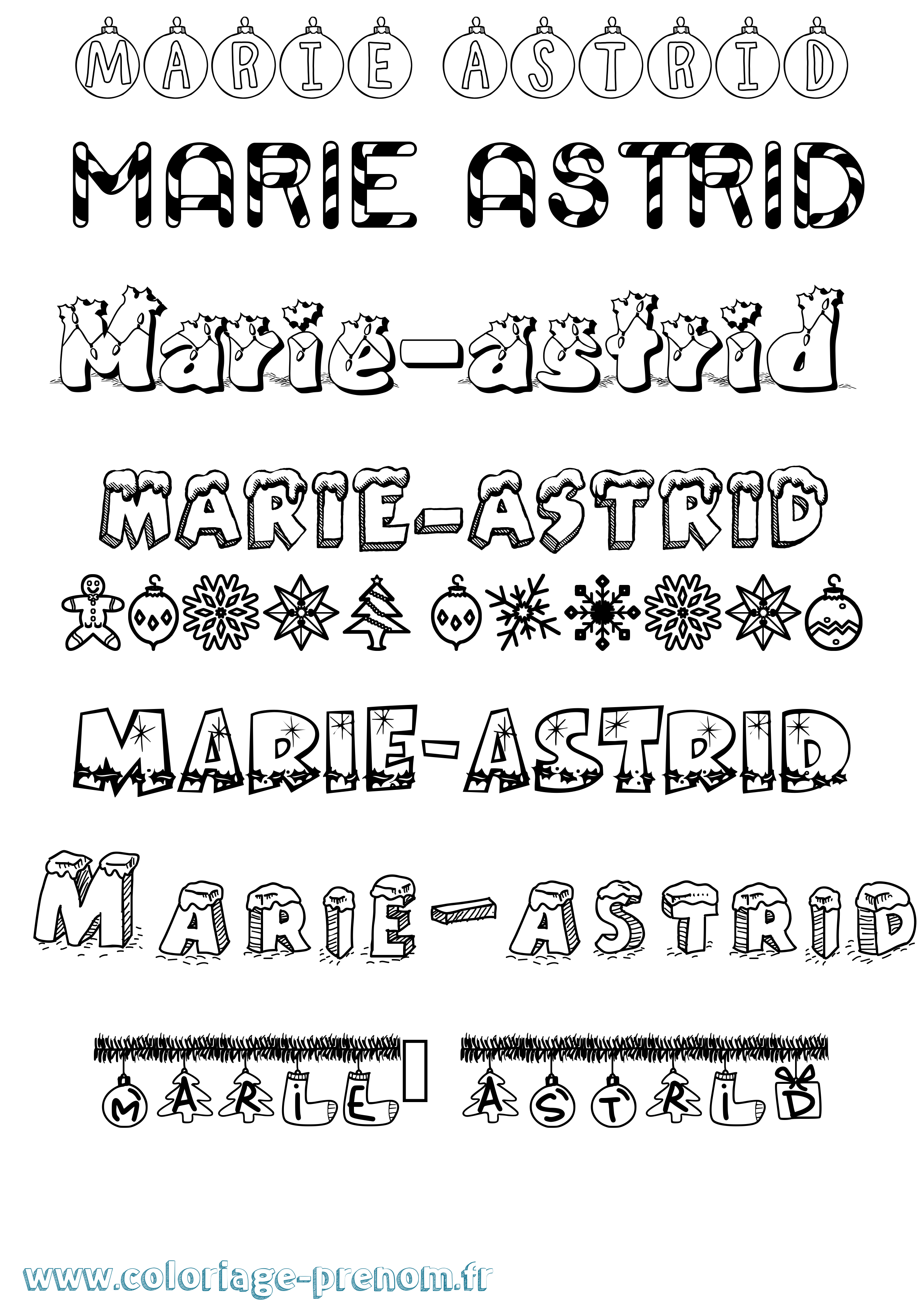 Coloriage Marie-Astrid Noël Coloriage prénom Marie-Astrid Noël