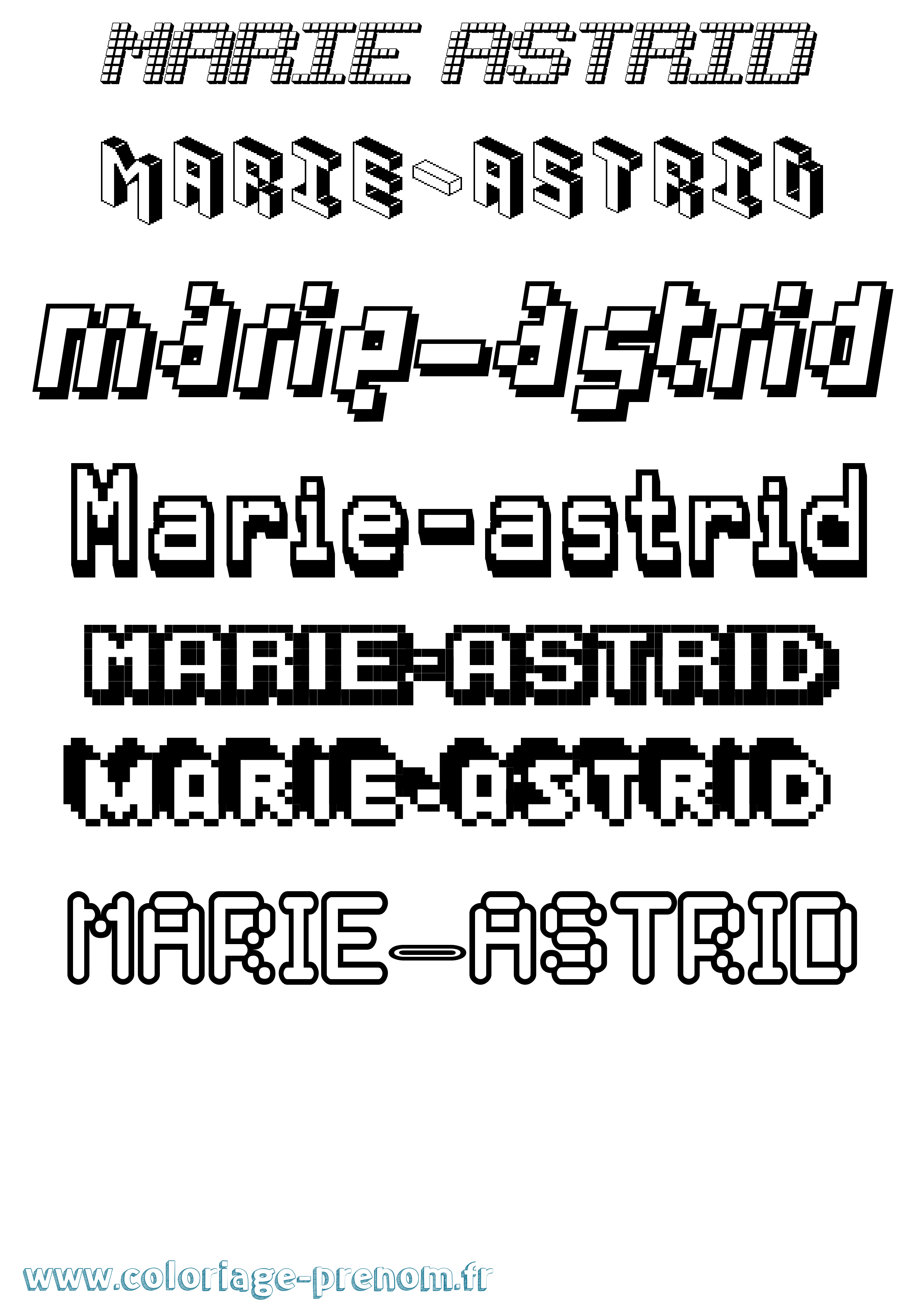 Coloriage Marie-Astrid Pixel Coloriage prénom Marie-Astrid Pixel