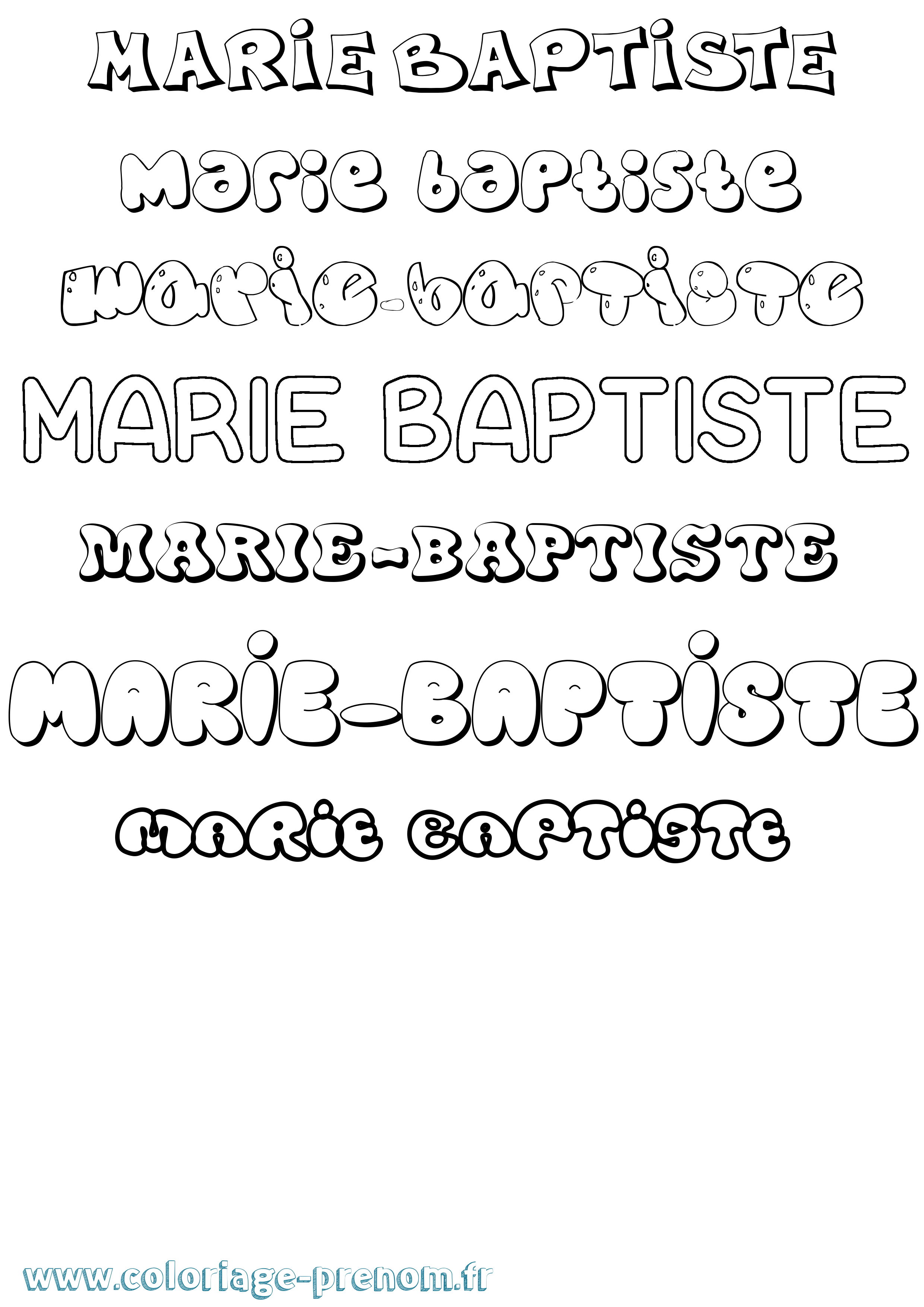 Coloriage Marie-Baptiste Bubble Coloriage prénom Marie-Baptiste Bubble