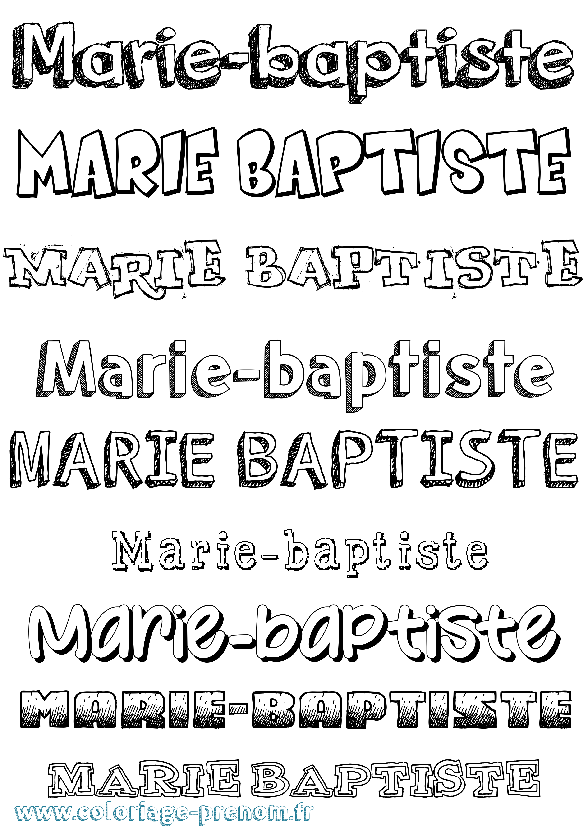 Coloriage Marie-Baptiste Dessiné Coloriage prénom Marie-Baptiste Dessiné