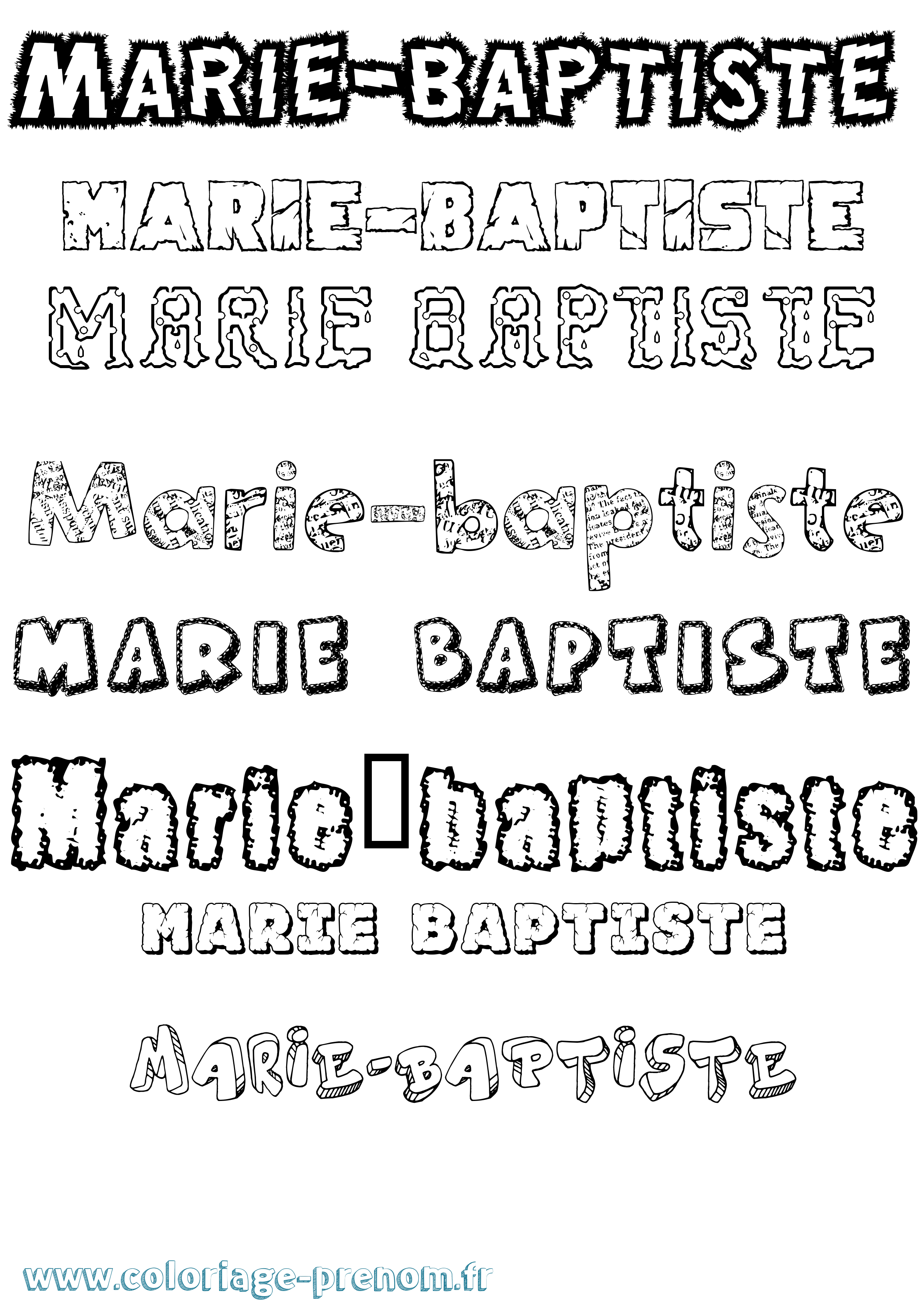Coloriage Marie-Baptiste Destructuré Coloriage prénom Marie-Baptiste Destructuré