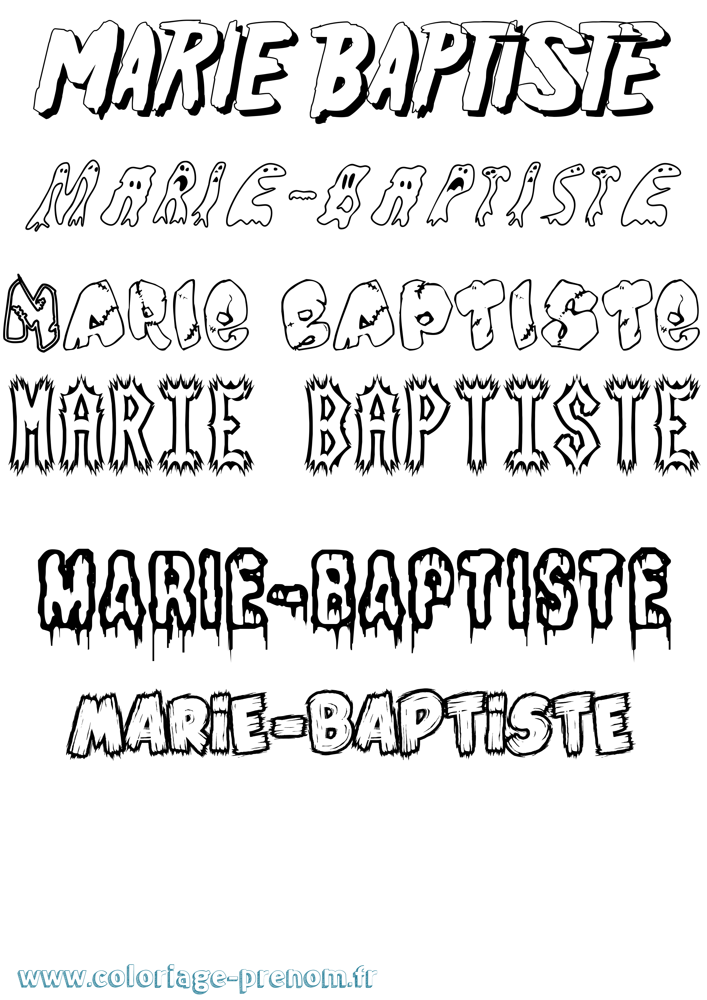 Coloriage Marie-Baptiste Frisson Coloriage prénom Marie-Baptiste Frisson