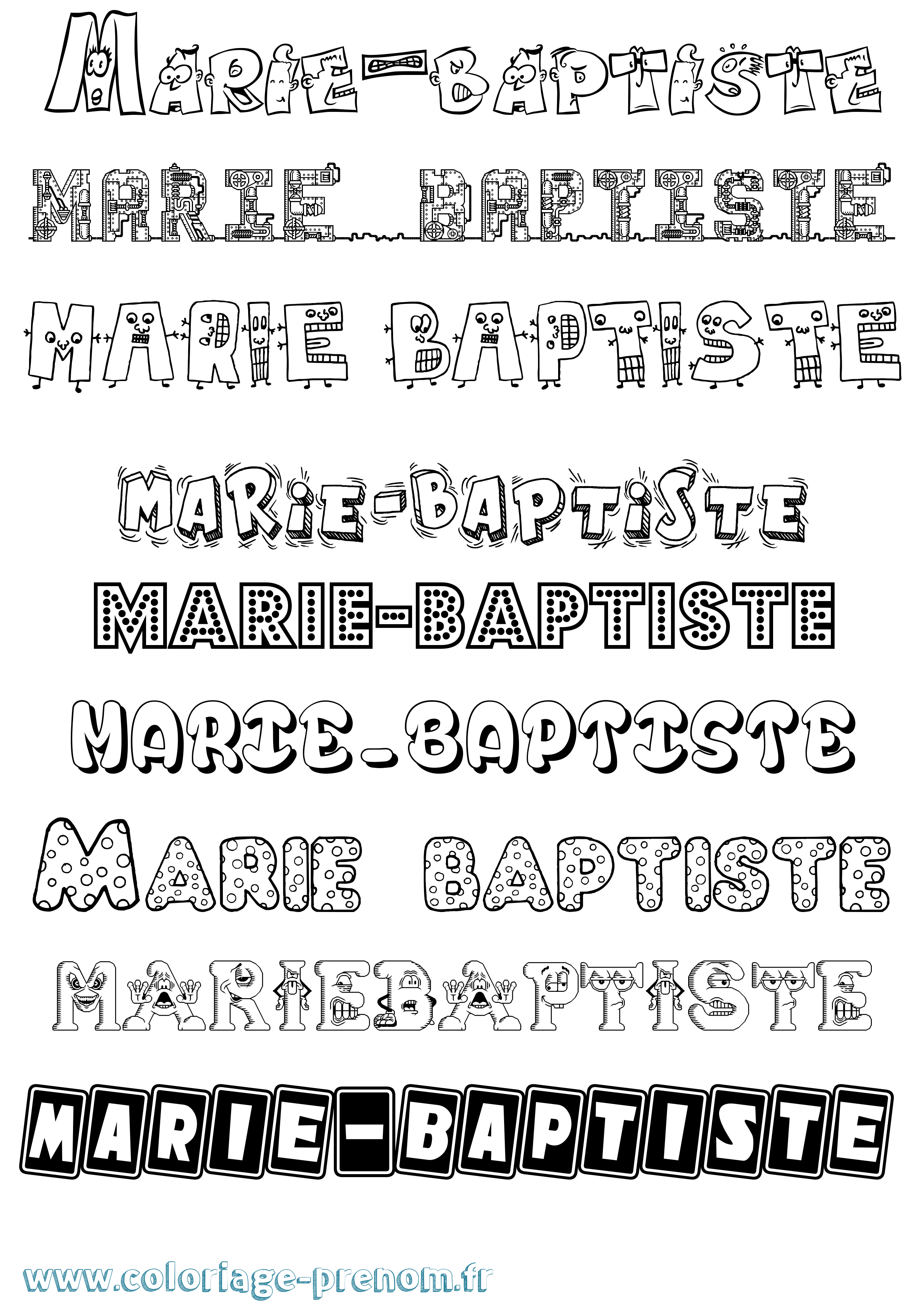 Coloriage Marie-Baptiste Fun Coloriage prénom Marie-Baptiste Fun