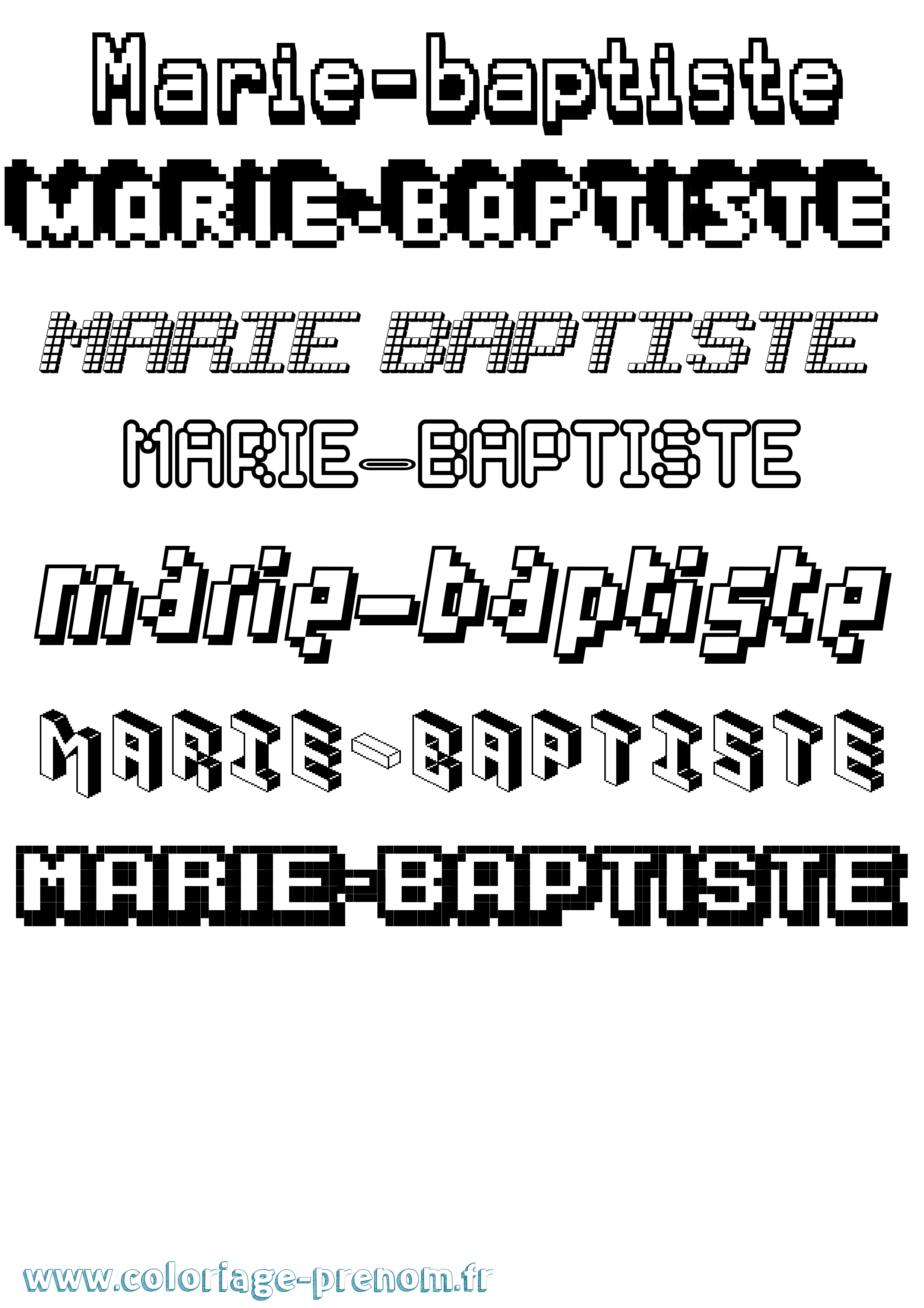 Coloriage Marie-Baptiste Pixel Coloriage prénom Marie-Baptiste Pixel