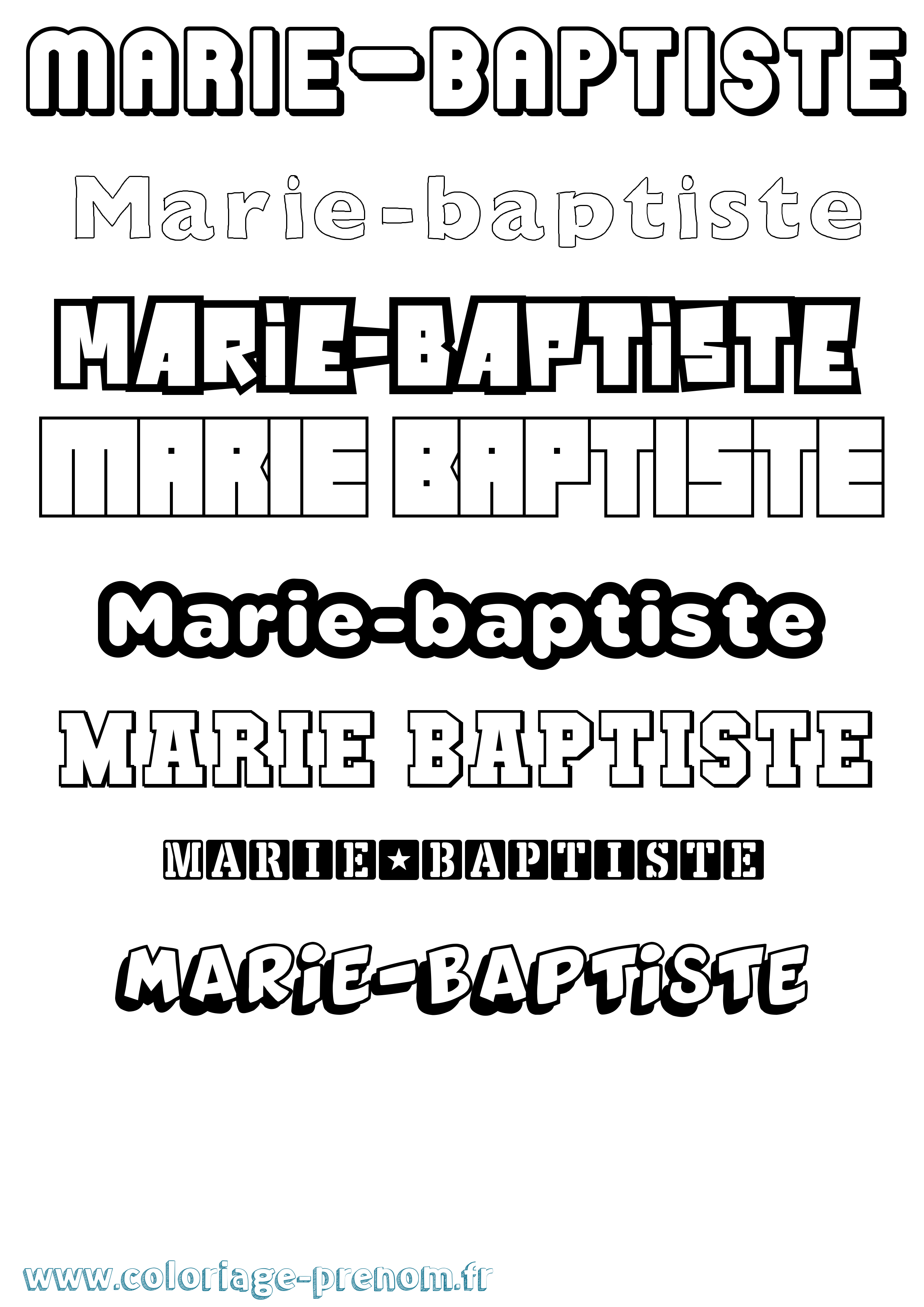 Coloriage Marie-Baptiste Simple Coloriage prénom Marie-Baptiste Simple