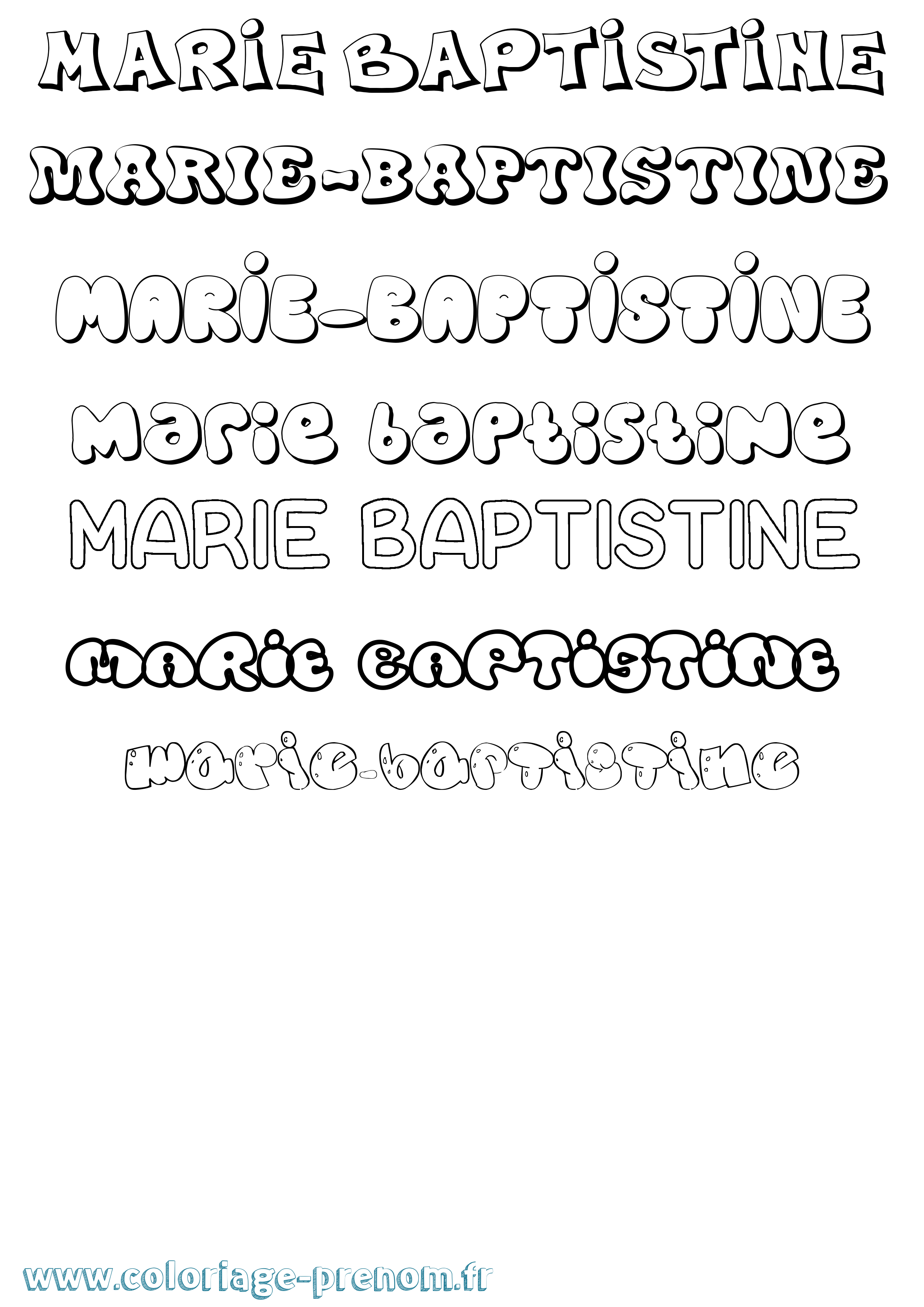 Coloriage Marie-Baptistine Bubble Coloriage prénom Marie-Baptistine Bubble