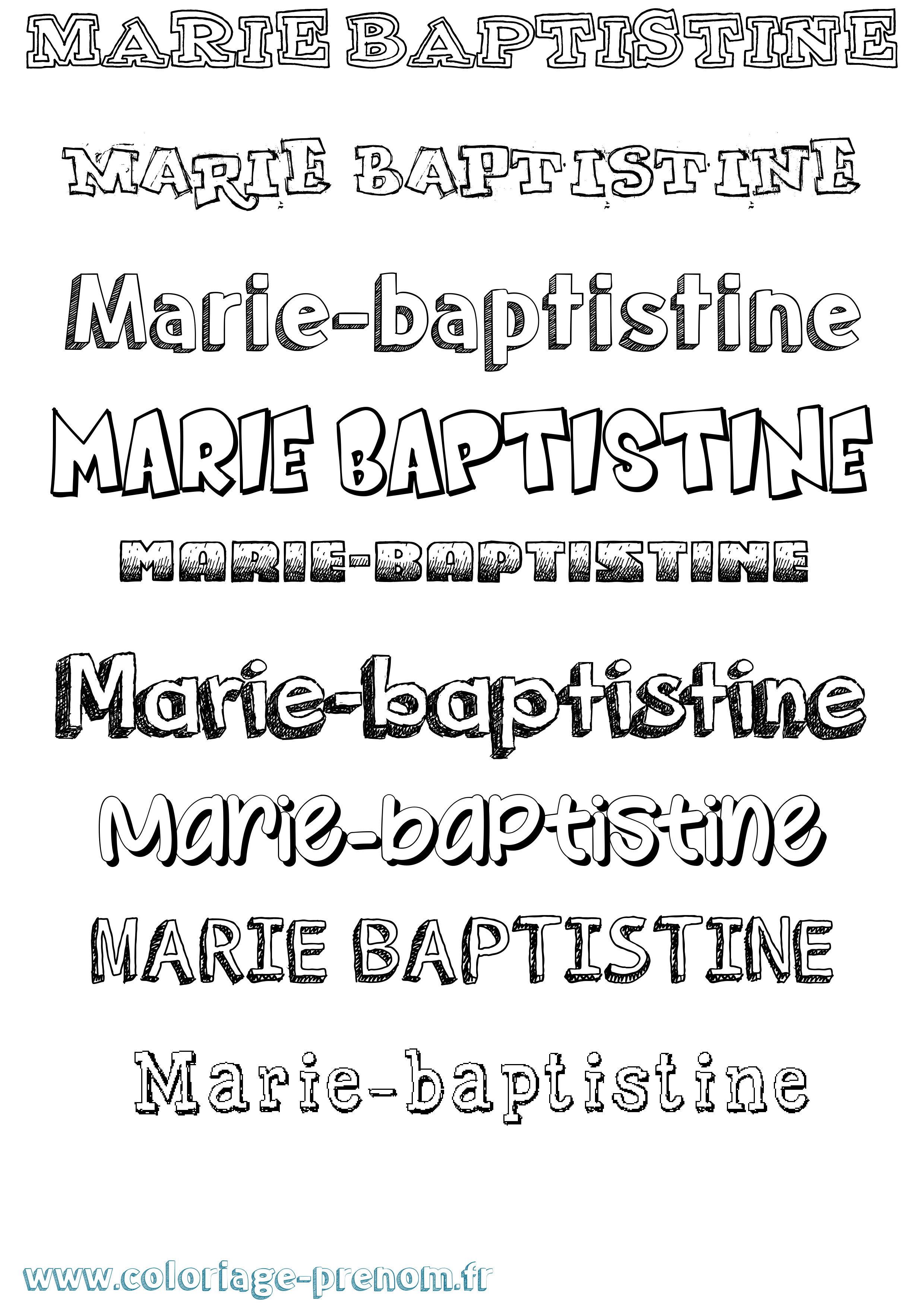 Coloriage Marie-Baptistine Dessiné Coloriage prénom Marie-Baptistine Dessiné