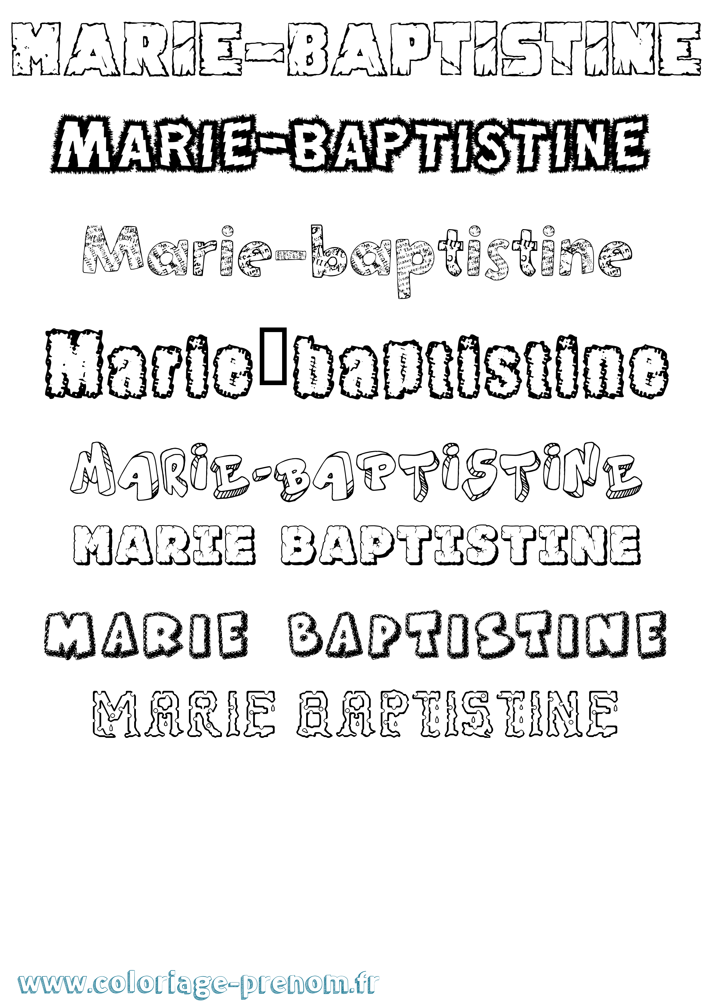 Coloriage Marie-Baptistine Destructuré Coloriage prénom Marie-Baptistine Destructuré