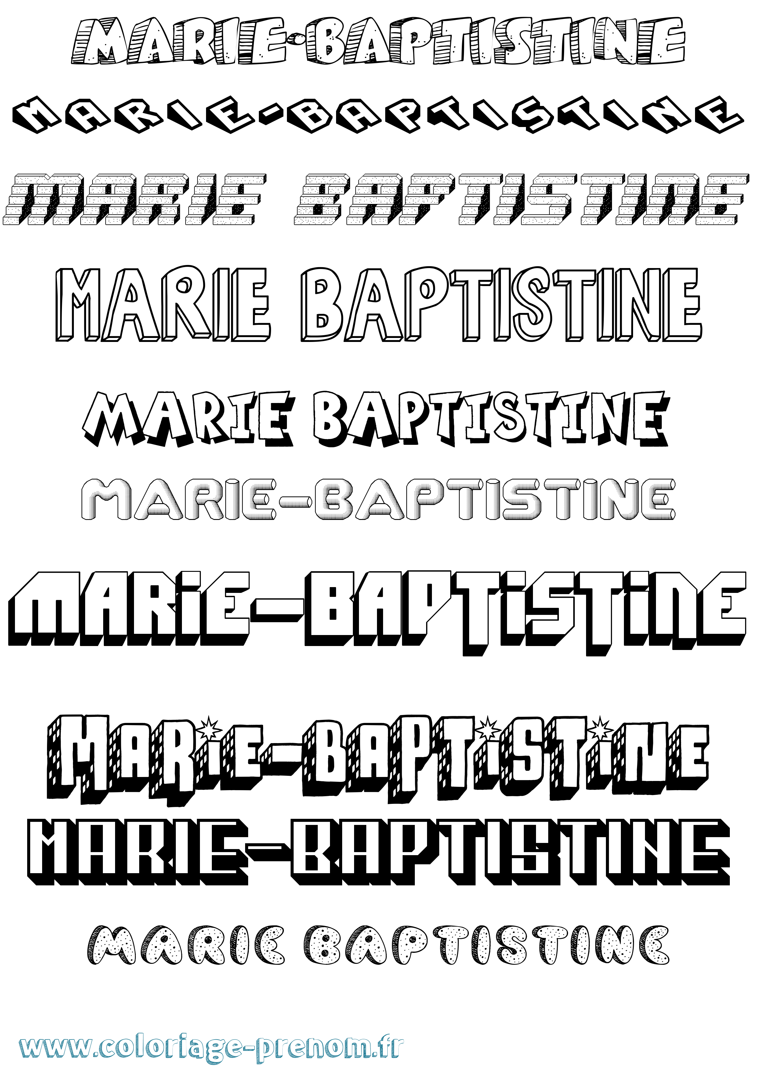 Coloriage Marie-Baptistine Effet 3D Coloriage prénom Marie-Baptistine Effet 3D