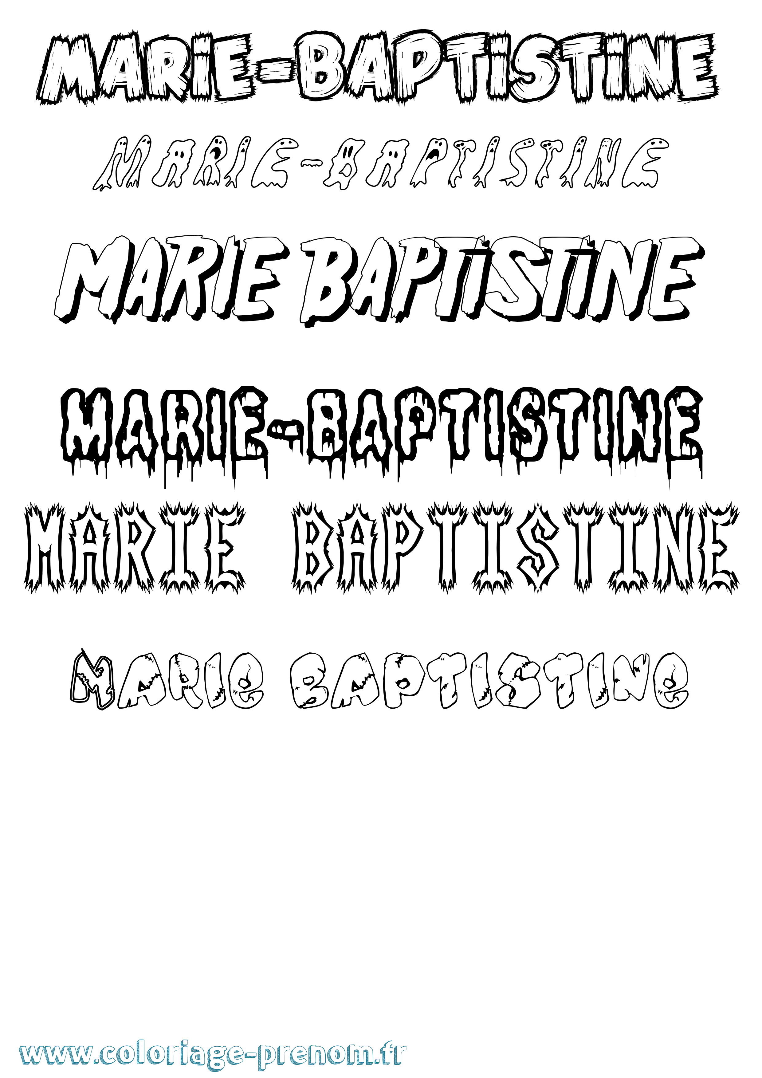Coloriage Marie-Baptistine Frisson Coloriage prénom Marie-Baptistine Frisson