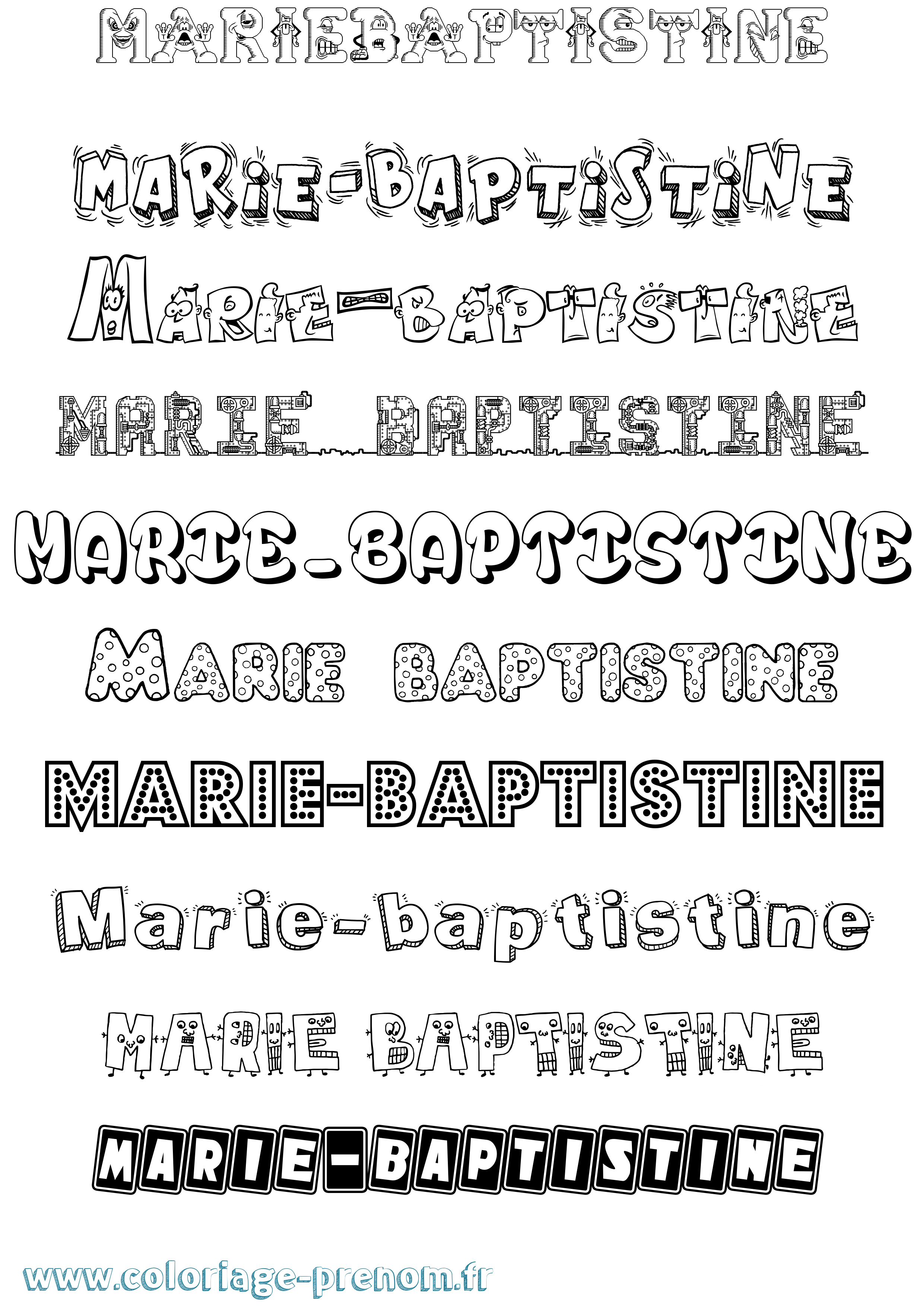 Coloriage Marie-Baptistine Fun Coloriage prénom Marie-Baptistine Fun