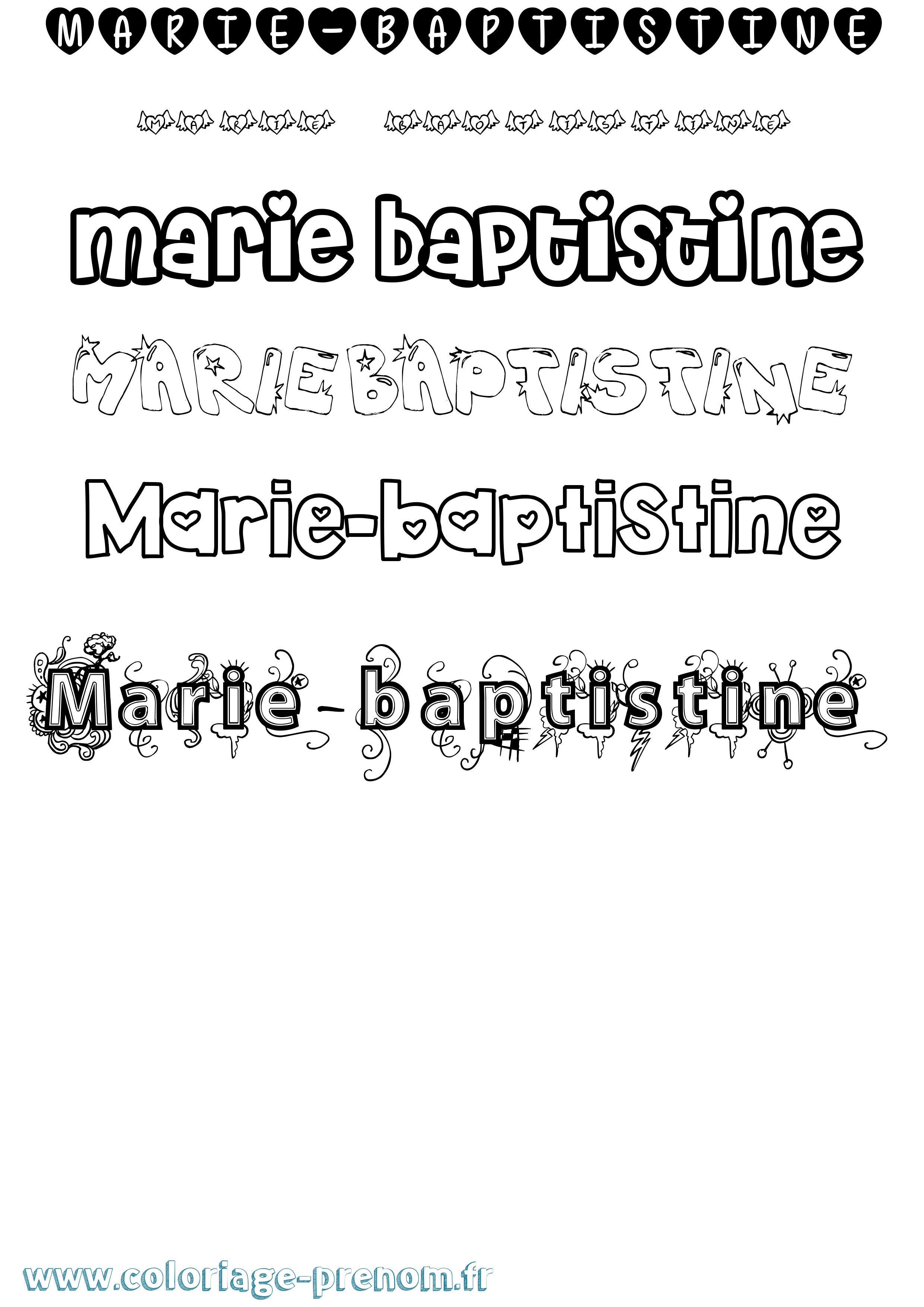 Coloriage Marie-Baptistine Girly Coloriage prénom Marie-Baptistine Girly