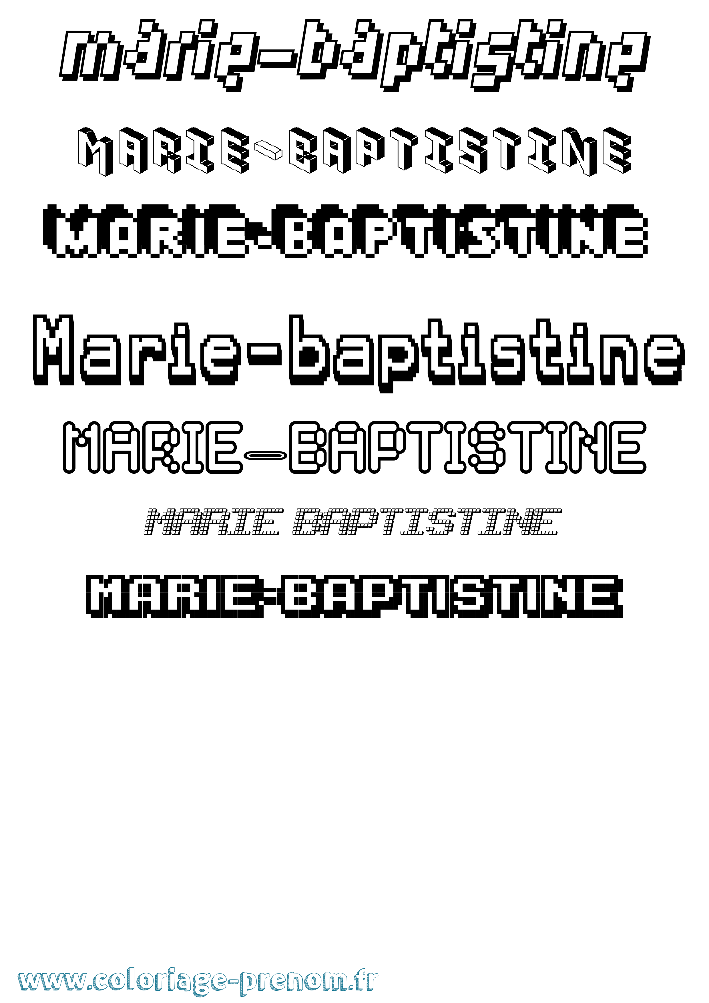 Coloriage Marie-Baptistine Pixel Coloriage prénom Marie-Baptistine Pixel