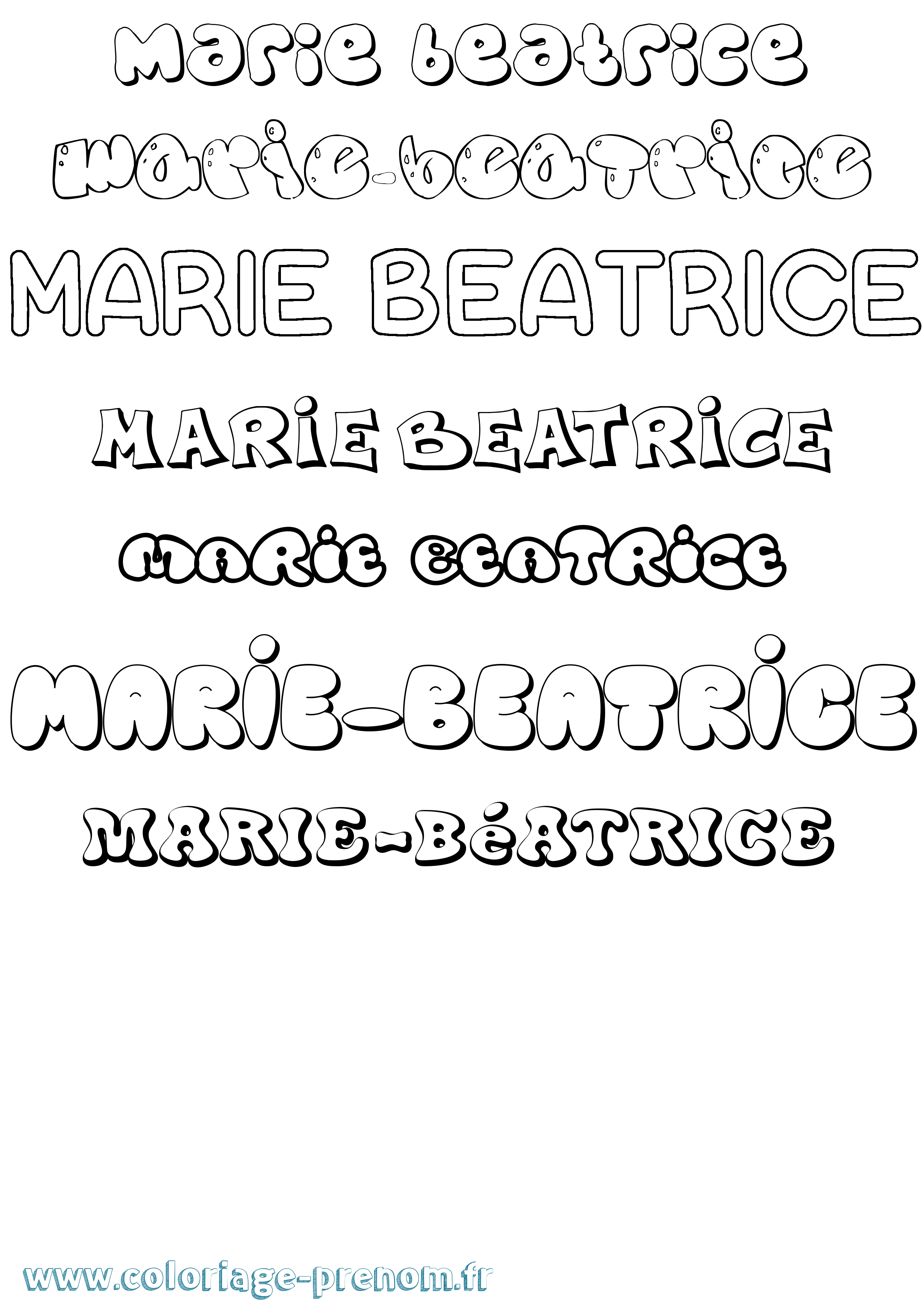 Coloriage Marie-Béatrice Bubble Coloriage prénom Marie-Béatrice Bubble