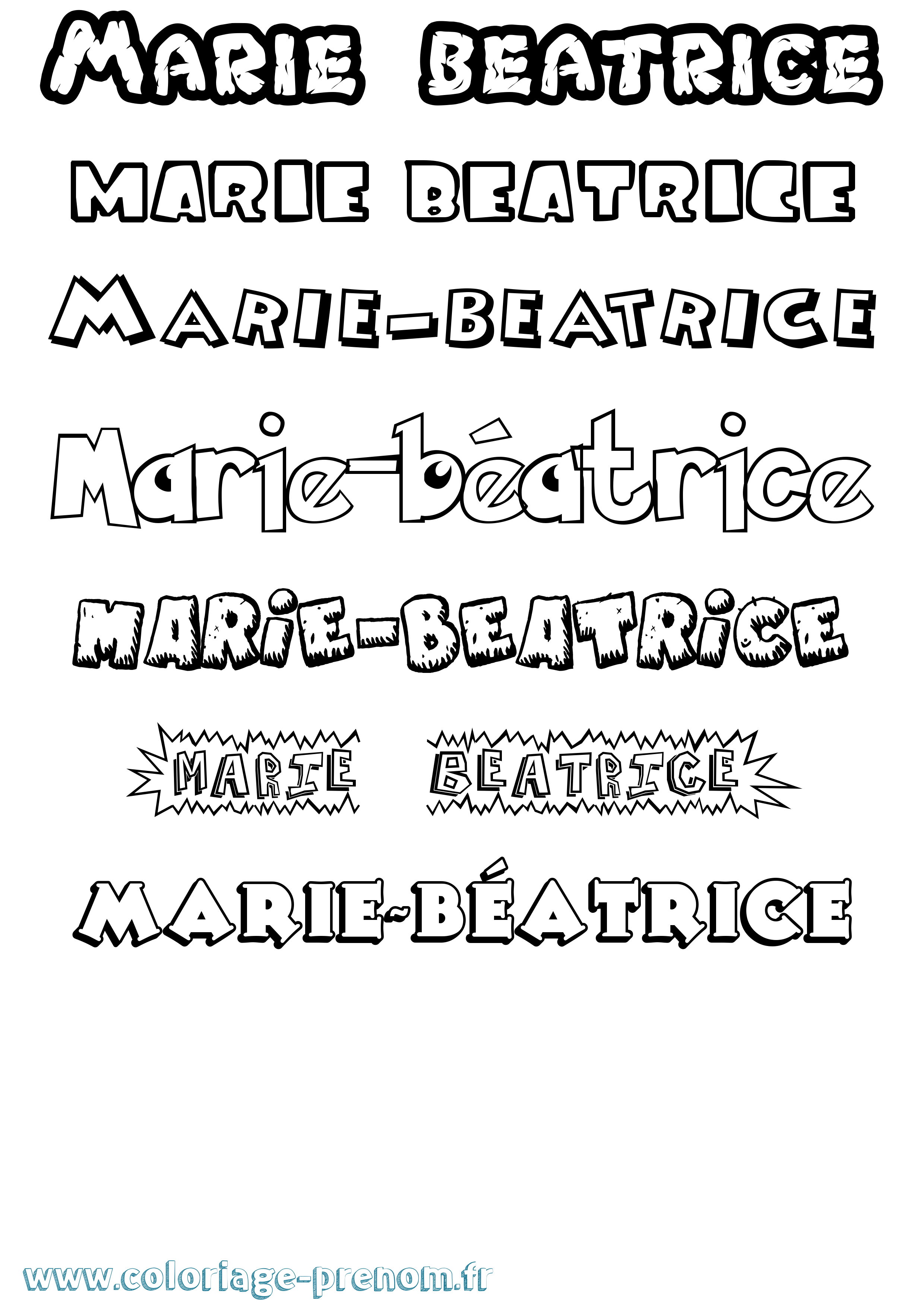 Coloriage Marie-Béatrice Dessin Animé Coloriage prénom Marie-Béatrice Dessin Animé