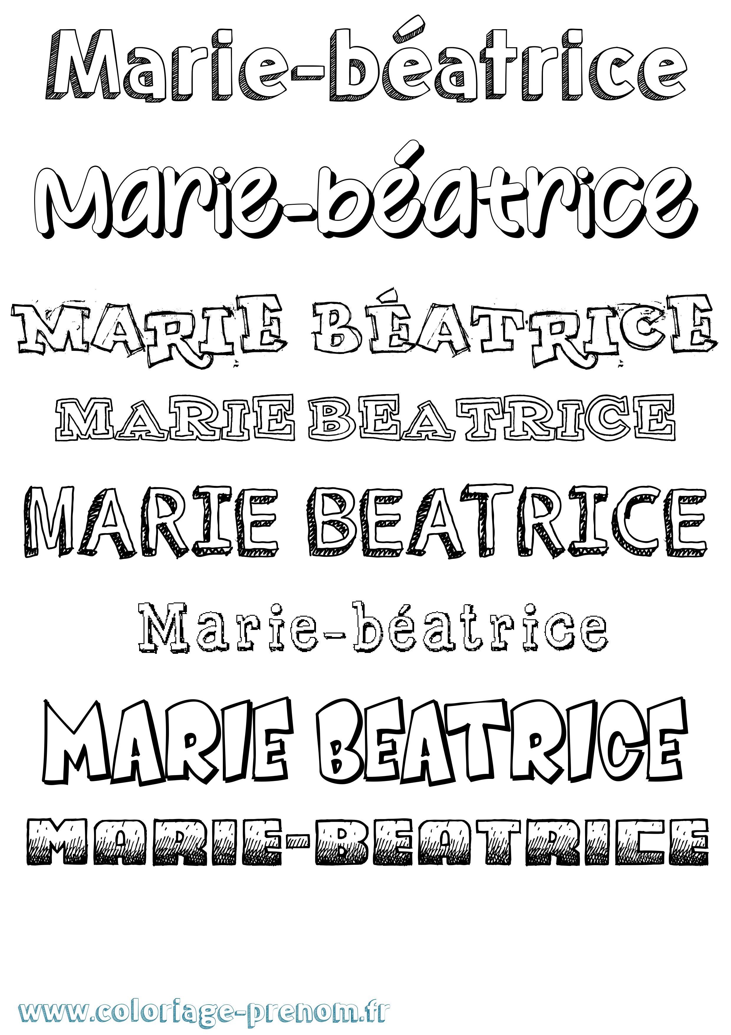 Coloriage Marie-Béatrice Dessiné Coloriage prénom Marie-Béatrice Dessiné