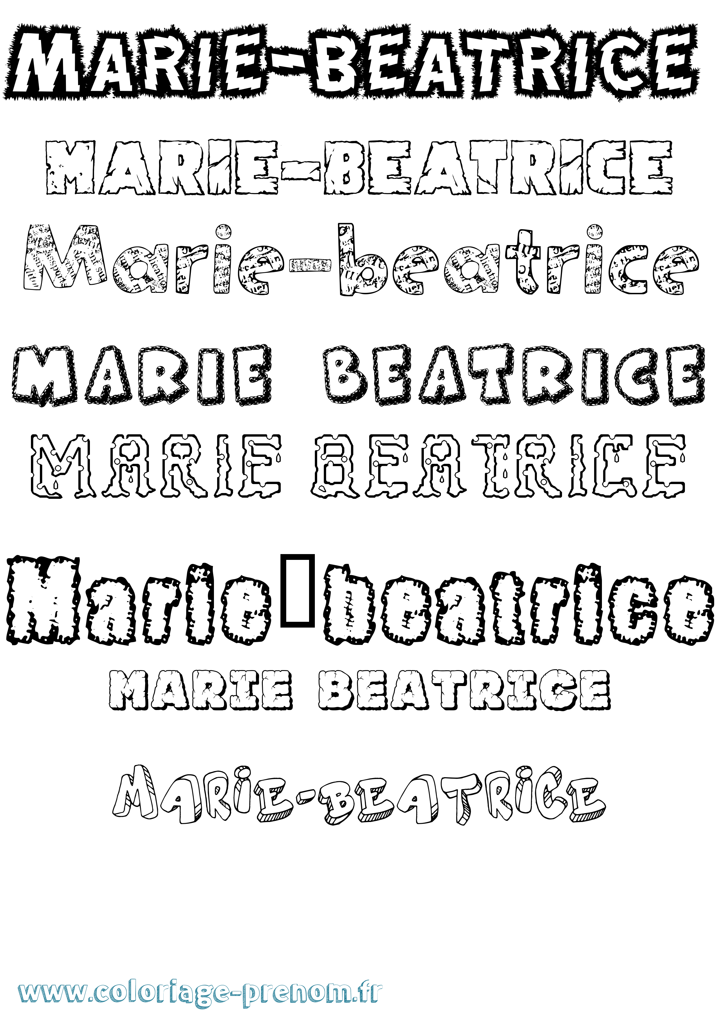 Coloriage Marie-Béatrice Destructuré Coloriage prénom Marie-Béatrice Destructuré