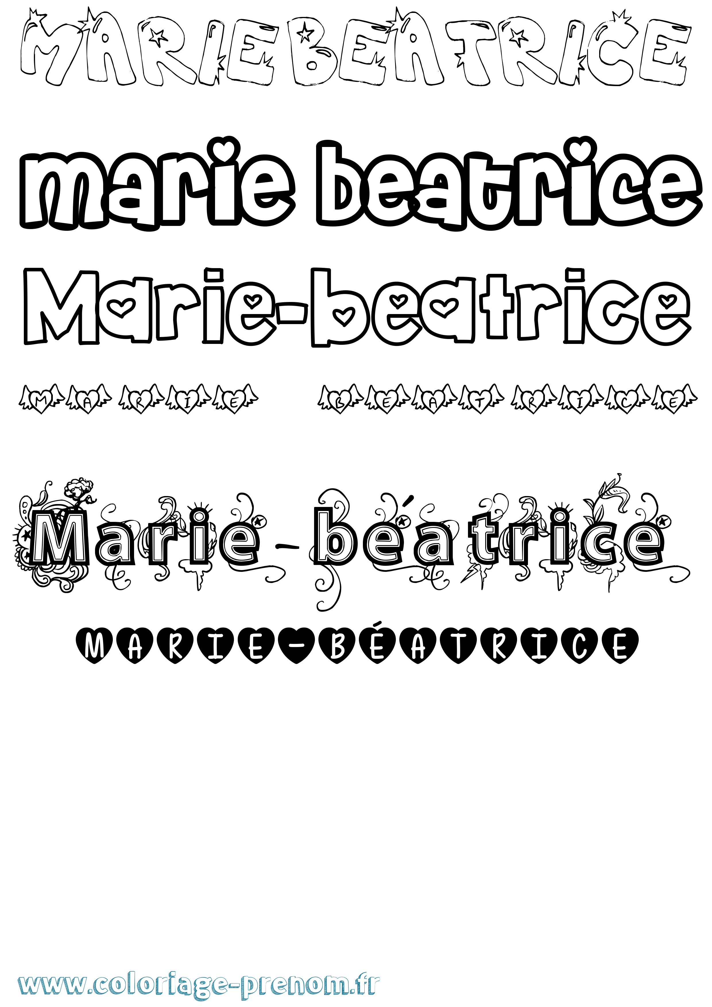 Coloriage Marie-Béatrice Girly Coloriage prénom Marie-Béatrice Girly