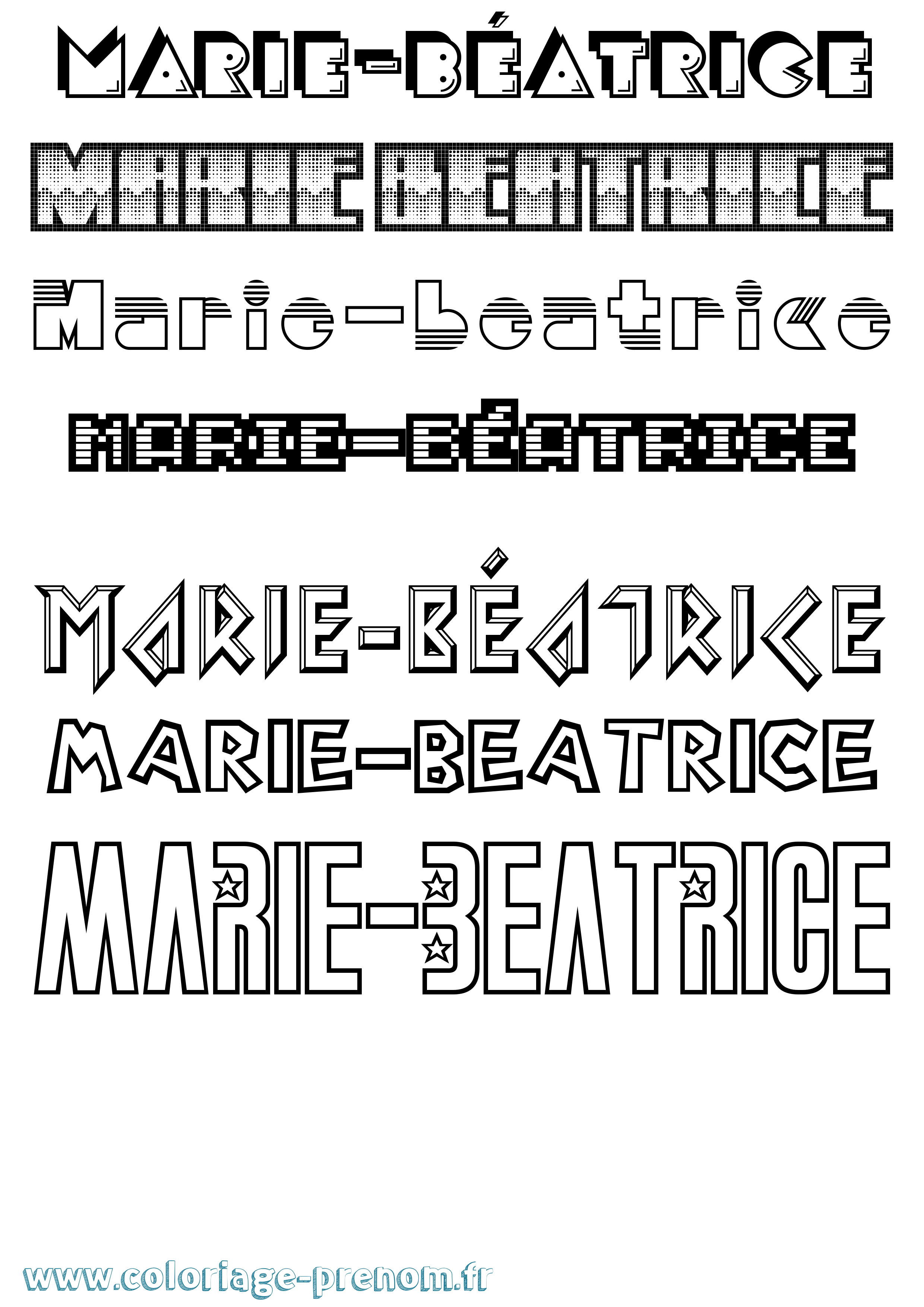 Coloriage Marie-Béatrice Jeux Vidéos Coloriage prénom Marie-Béatrice Jeux Vidéos