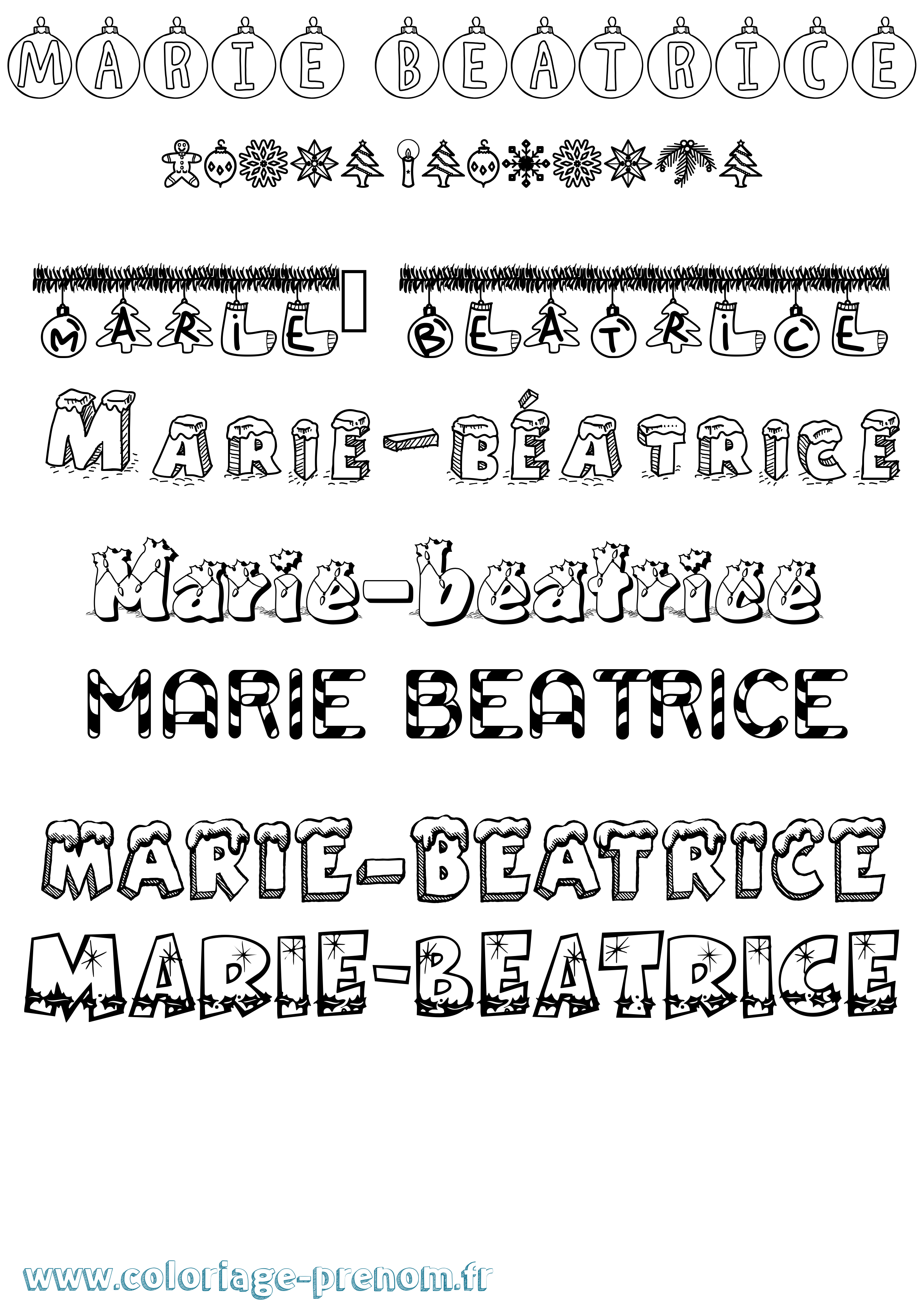 Coloriage Marie-Béatrice Noël Coloriage prénom Marie-Béatrice Noël