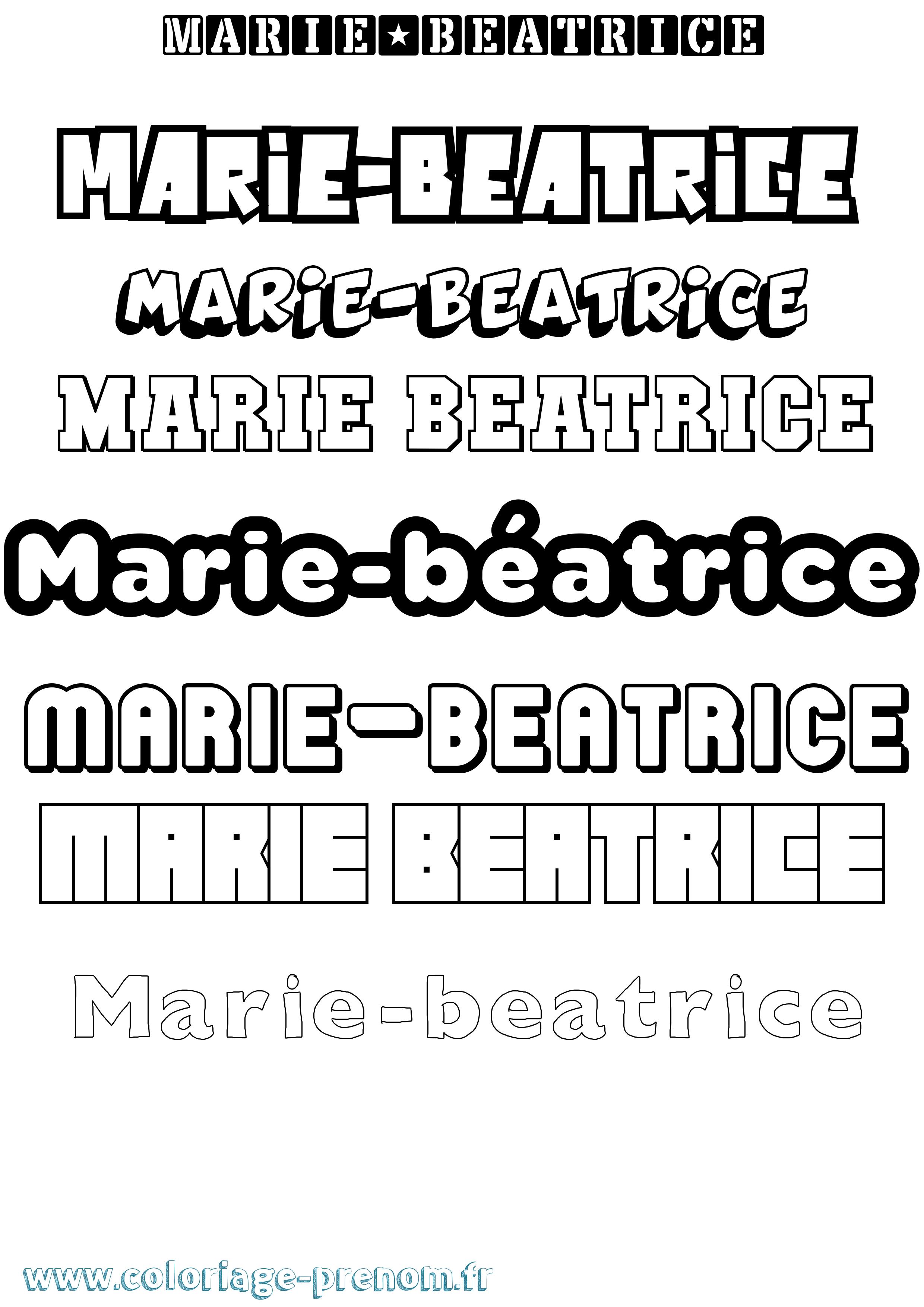 Coloriage Marie-Béatrice Simple Coloriage prénom Marie-Béatrice Simple