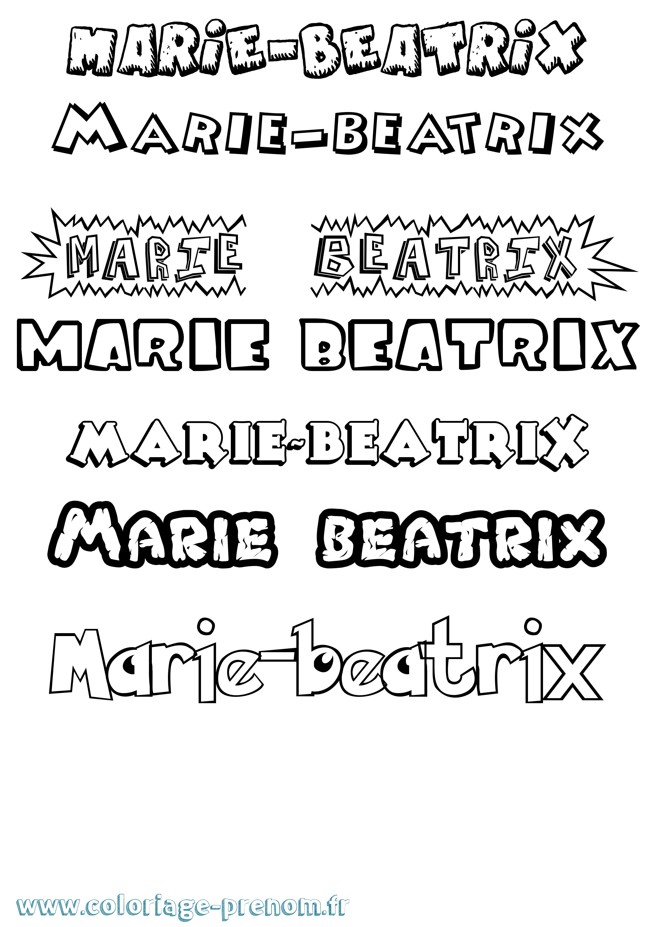 Coloriage Marie-Beatrix Dessin Animé Coloriage prénom Marie-Beatrix Dessin Animé