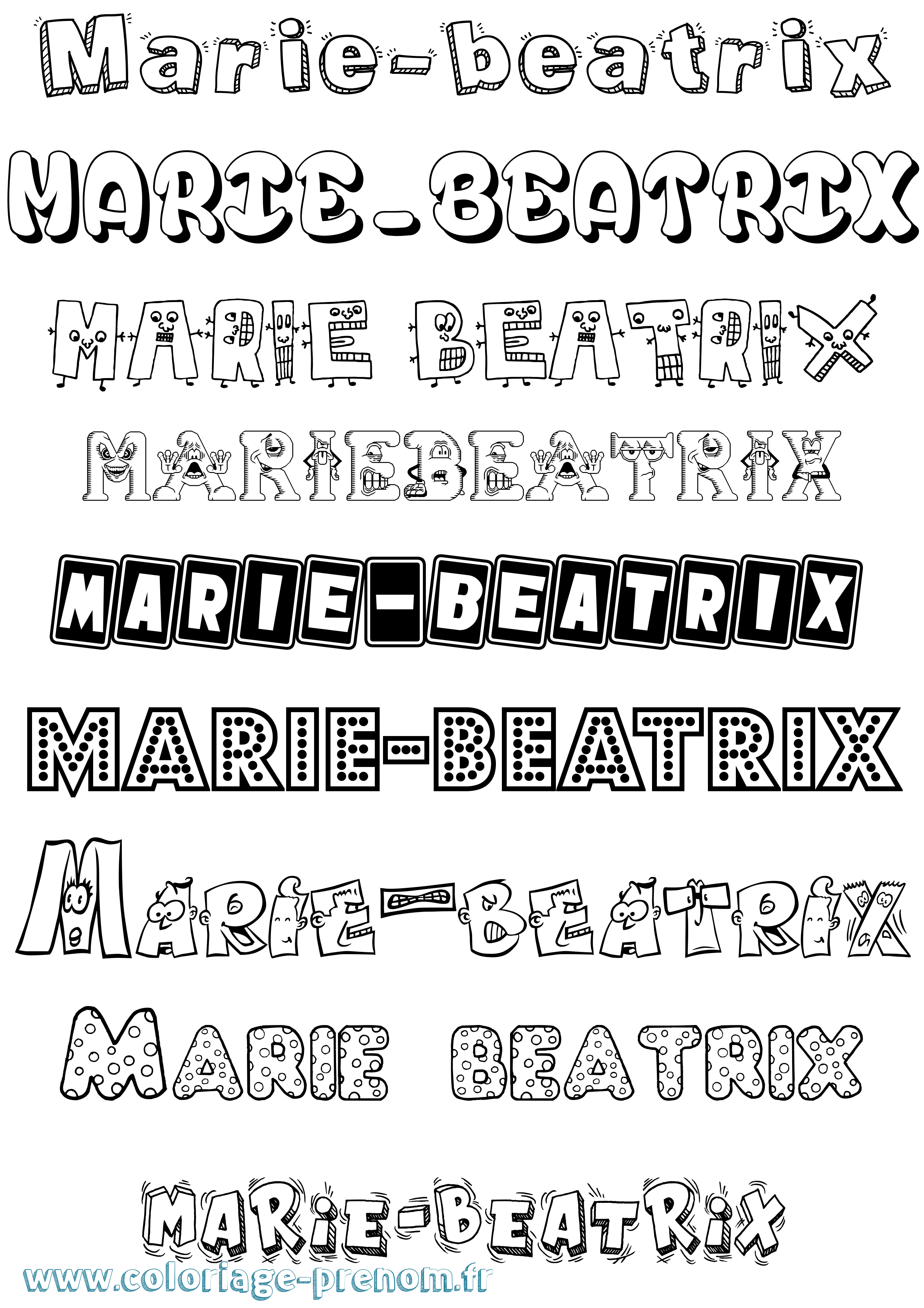 Coloriage Marie-Beatrix Fun Coloriage prénom Marie-Beatrix Fun