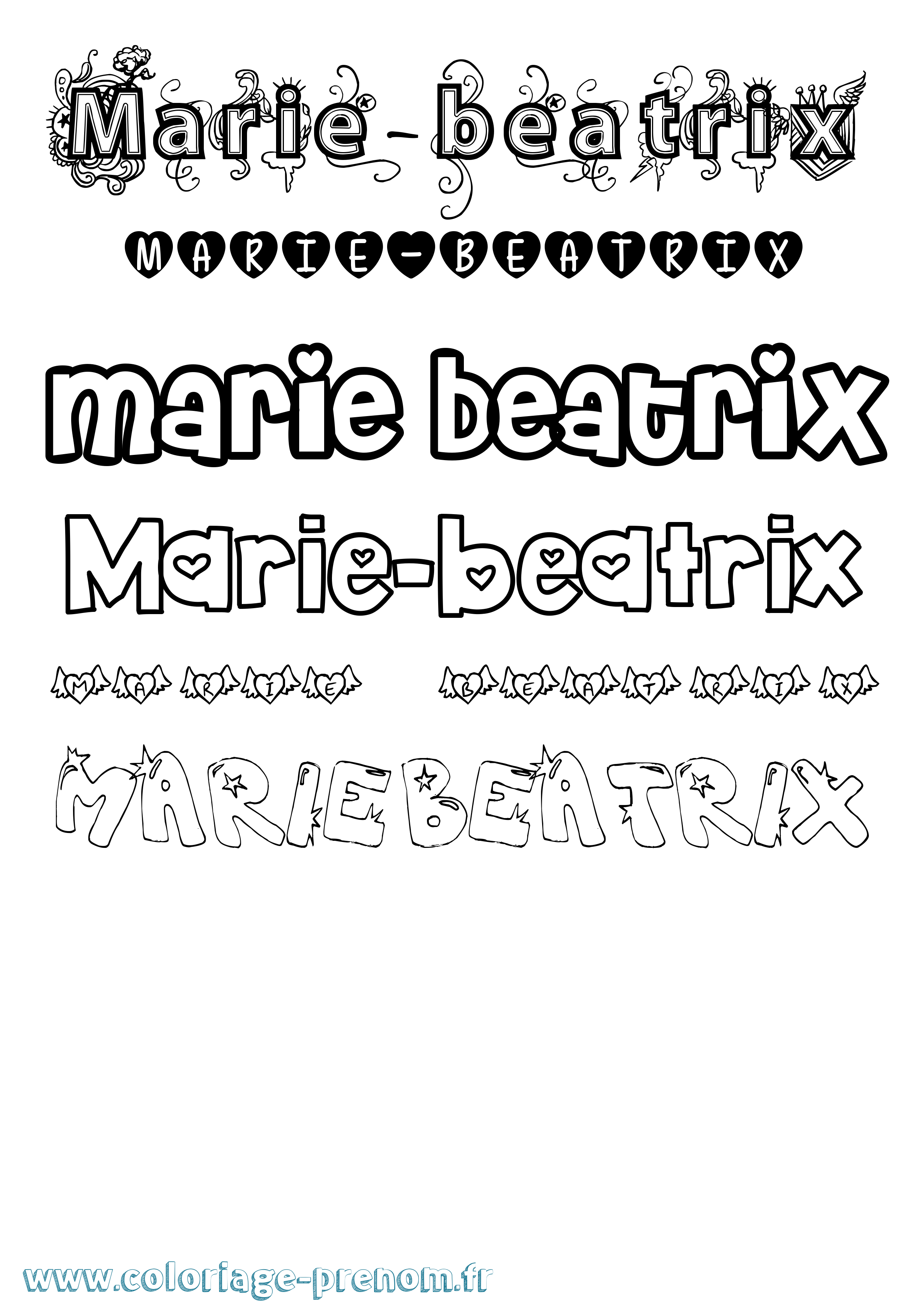 Coloriage Marie-Beatrix Girly Coloriage prénom Marie-Beatrix Girly