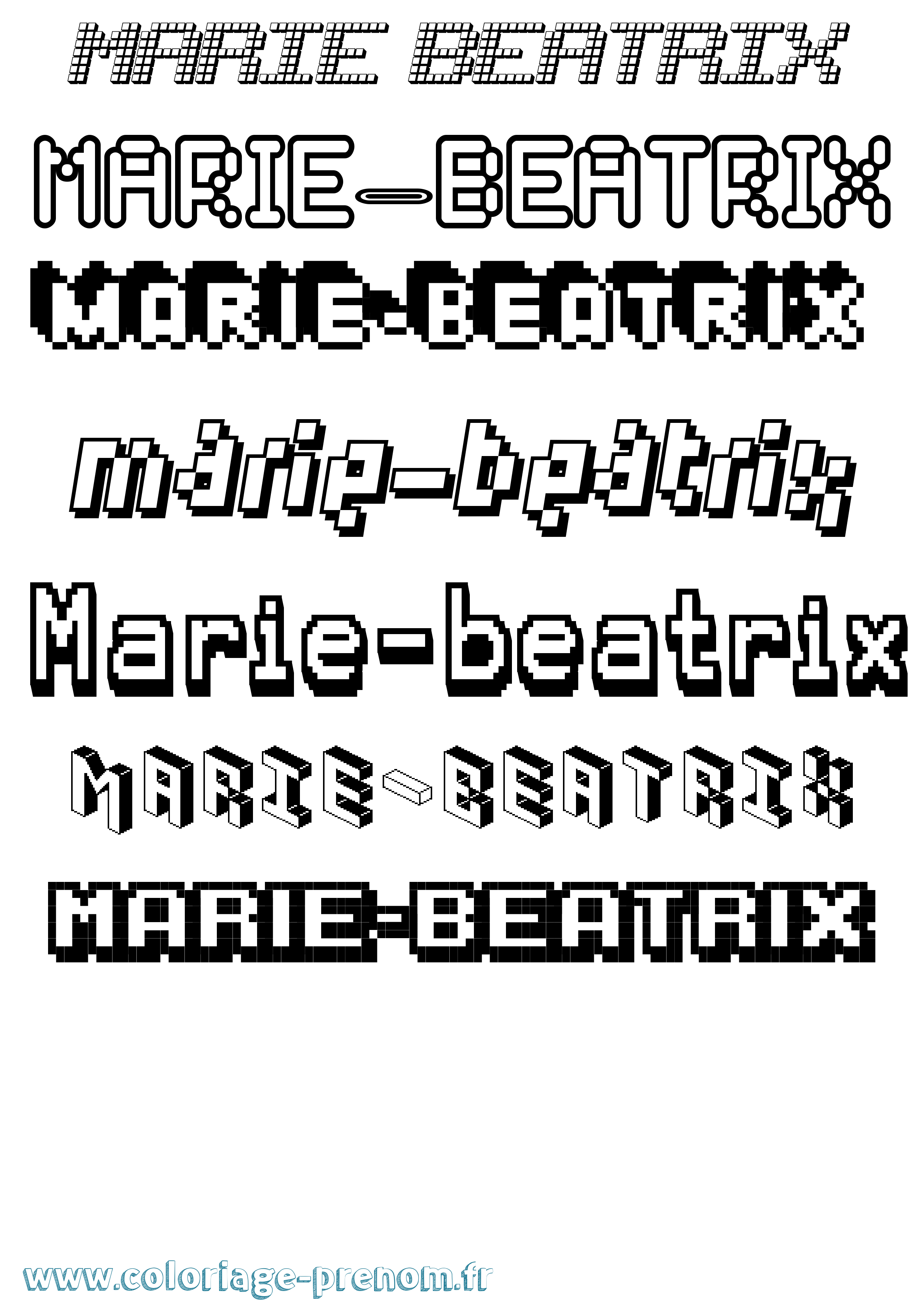 Coloriage Marie-Beatrix Pixel Coloriage prénom Marie-Beatrix Pixel