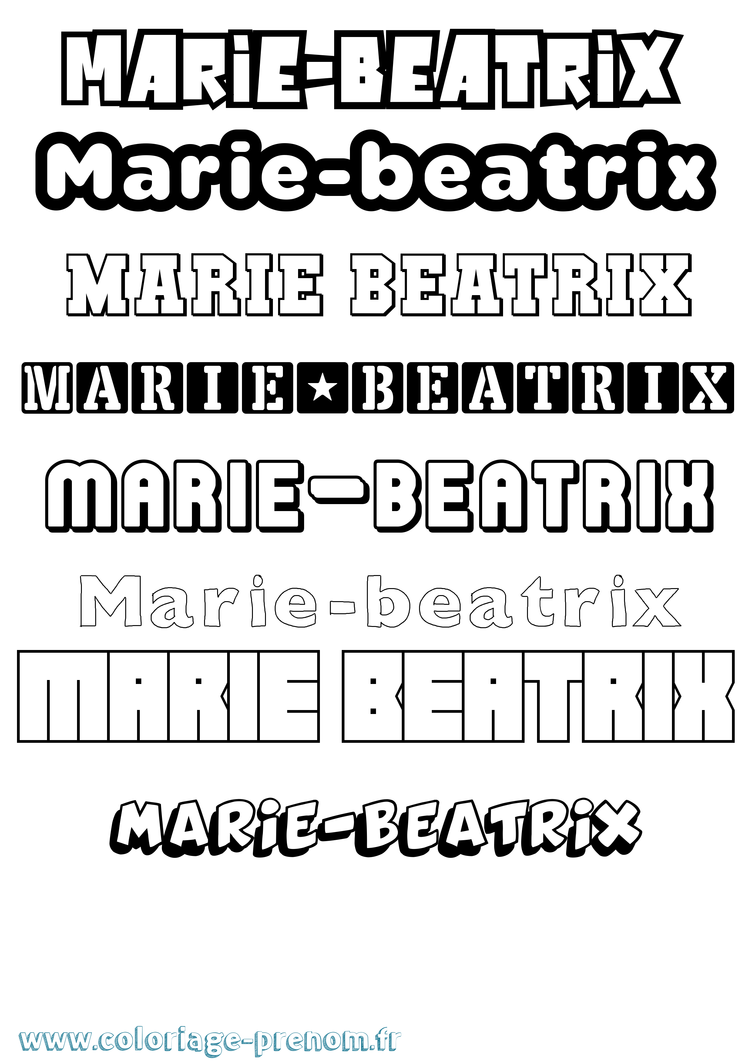Coloriage Marie-Beatrix Simple Coloriage prénom Marie-Beatrix Simple