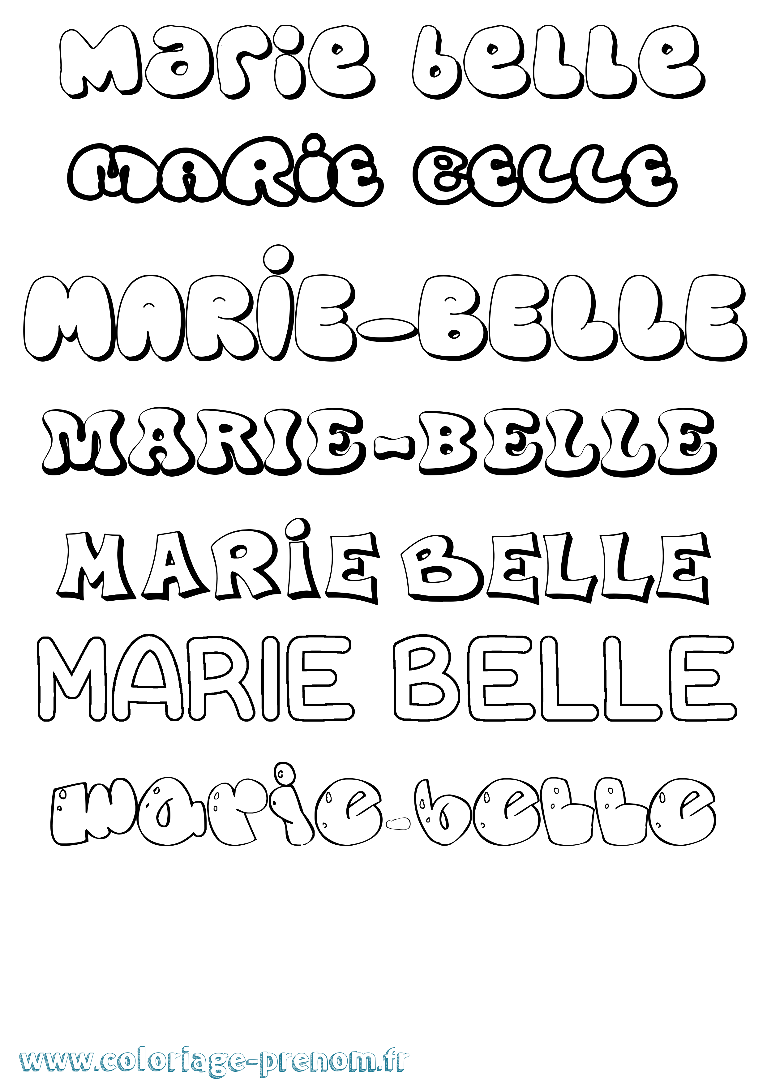 Coloriage Marie-Belle Bubble Coloriage prénom Marie-Belle Bubble