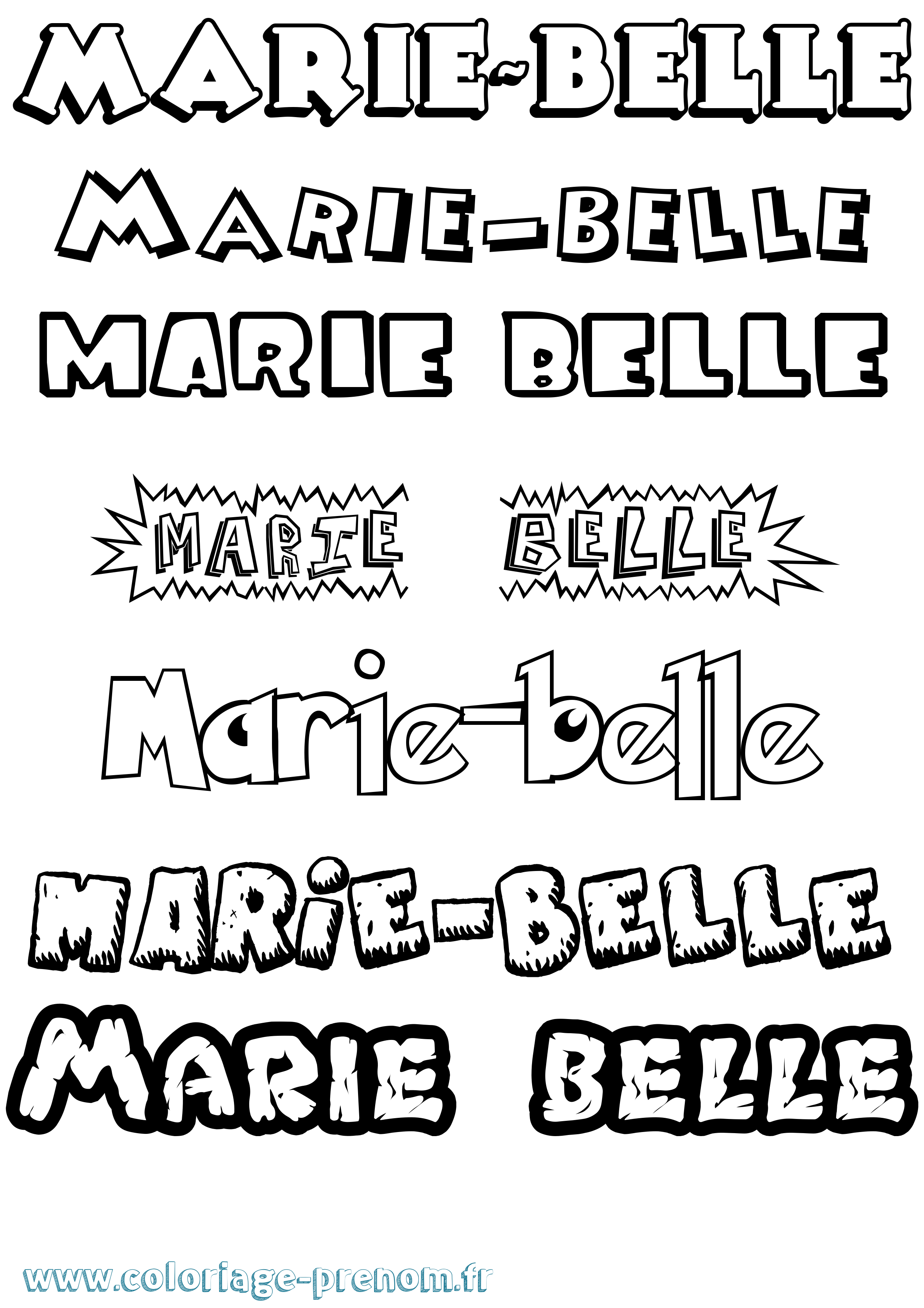 Coloriage Marie-Belle Dessin Animé Coloriage prénom Marie-Belle Dessin Animé